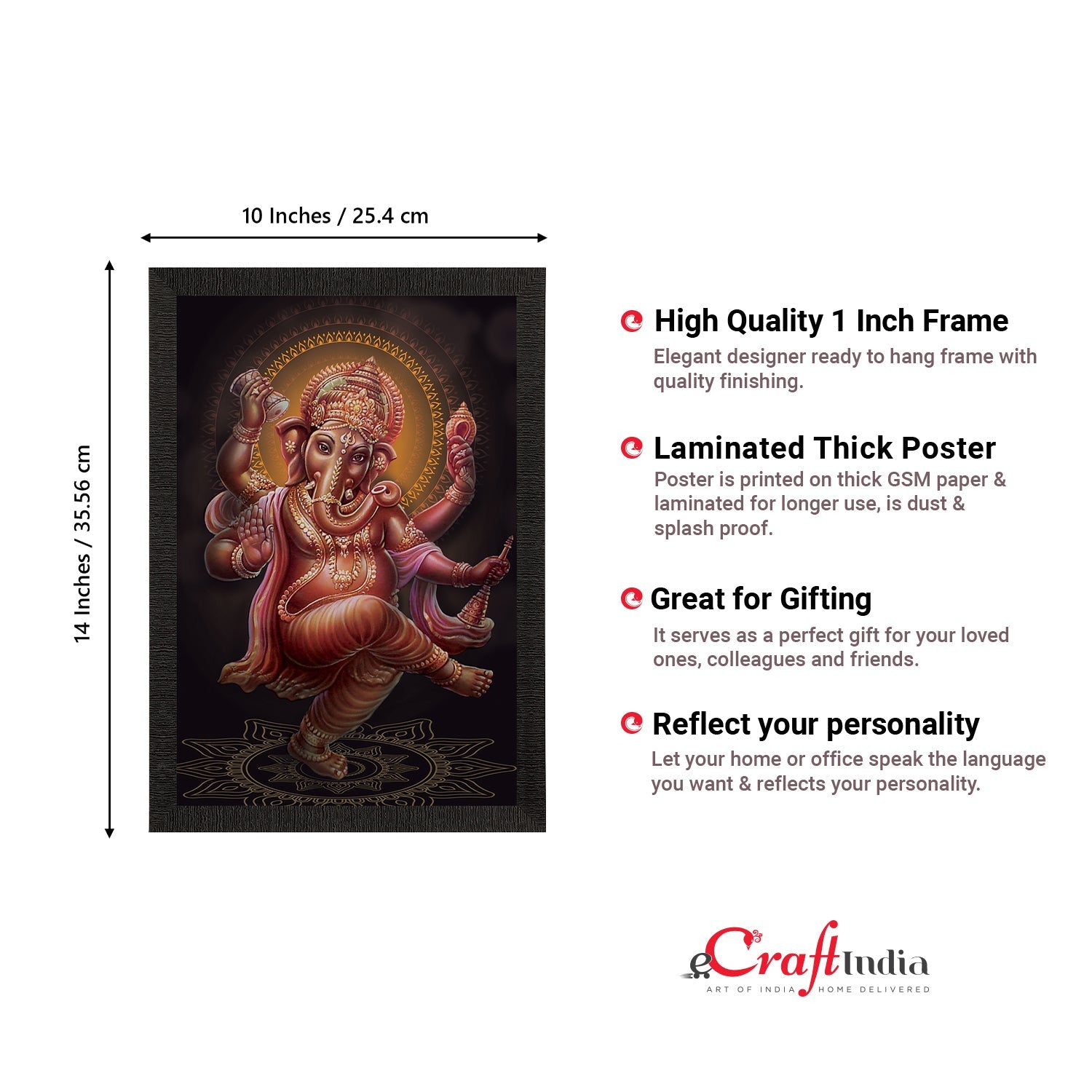 Lord Ganesha Satin Matt Texture UV Art Painting Kafalo