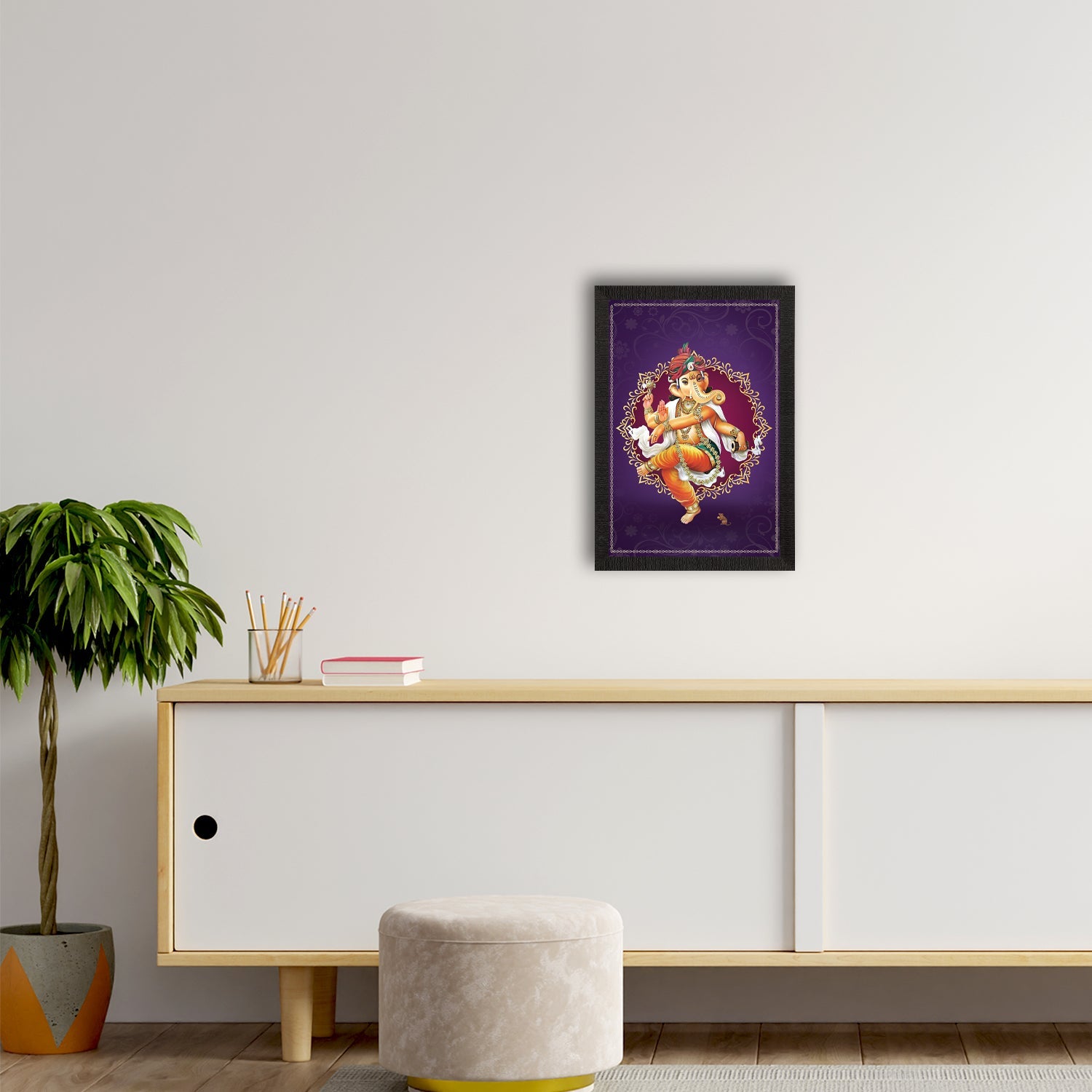 Lord Ganesha Satin Matt Texture UV Art Painting Kafalo
