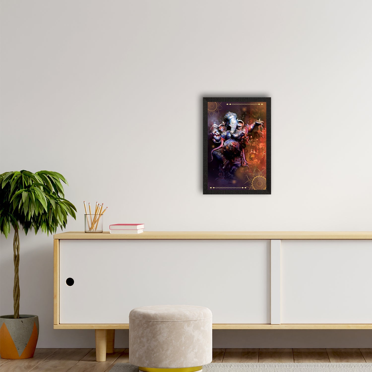 Lord Ganesha Satin Matt Texture UV Art Painting Kafalo