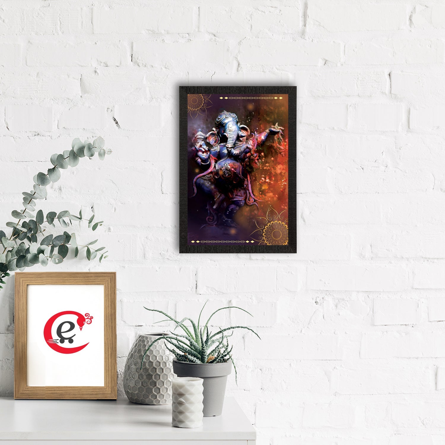 Lord Ganesha Satin Matt Texture UV Art Painting Kafalo