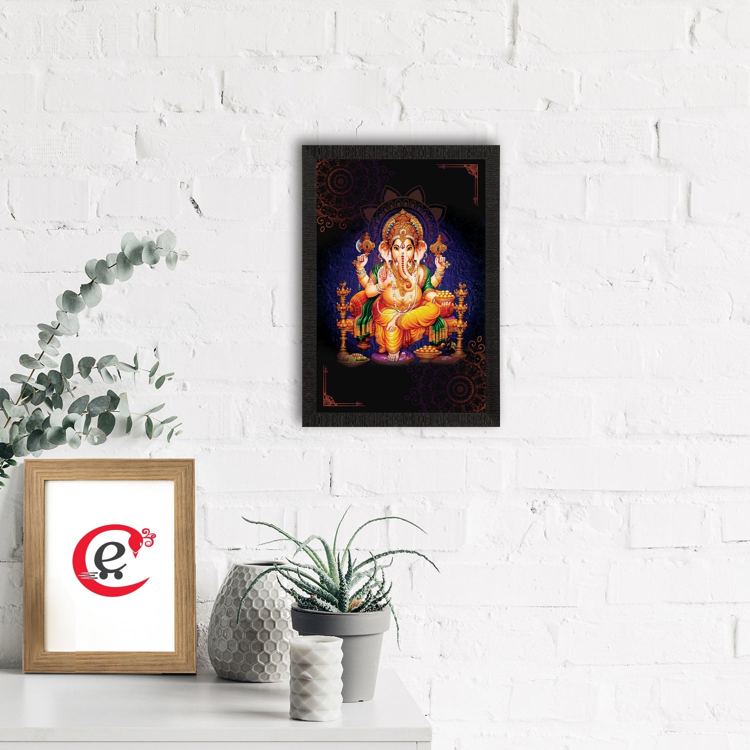 Lord Ganesha Satin Matt Texture UV Art Painting Kafalo