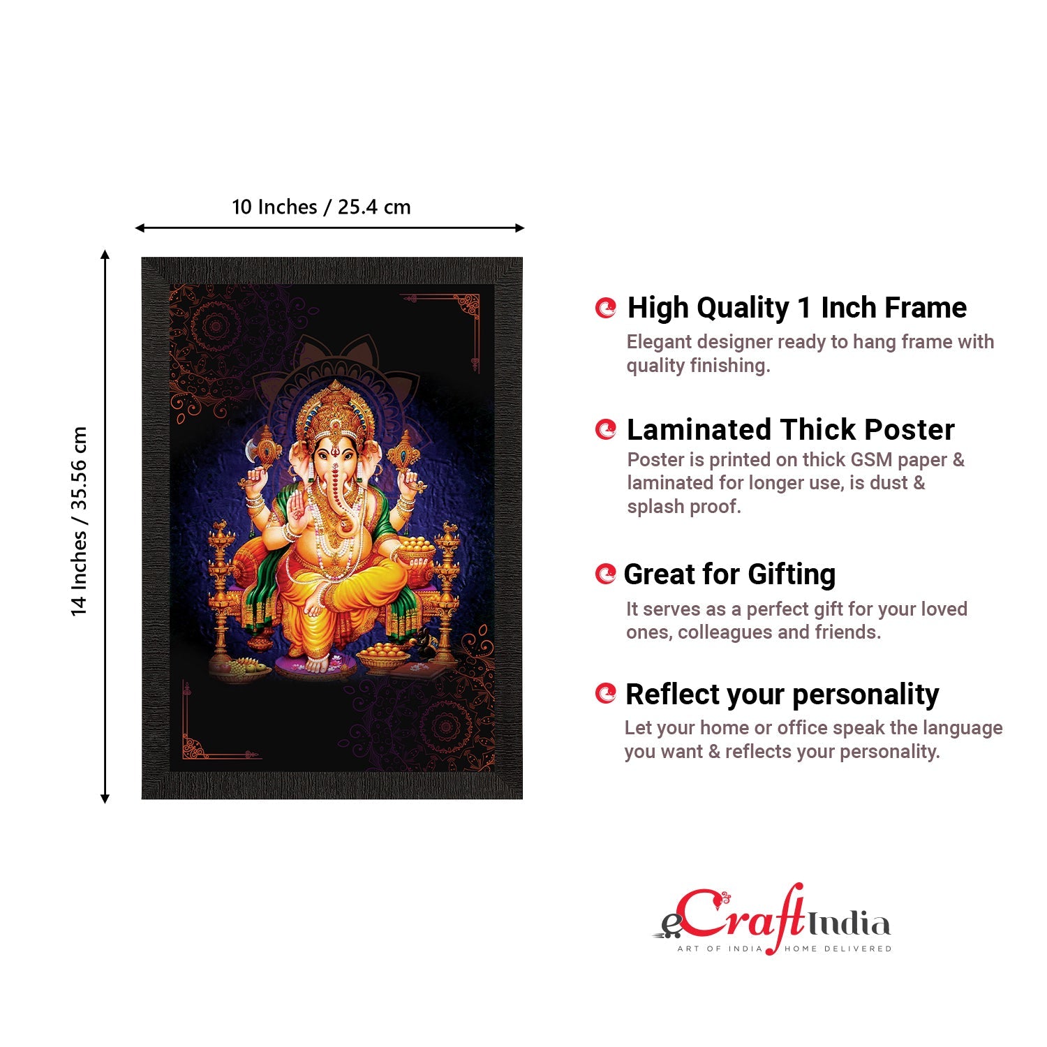 Lord Ganesha Satin Matt Texture UV Art Painting Kafalo