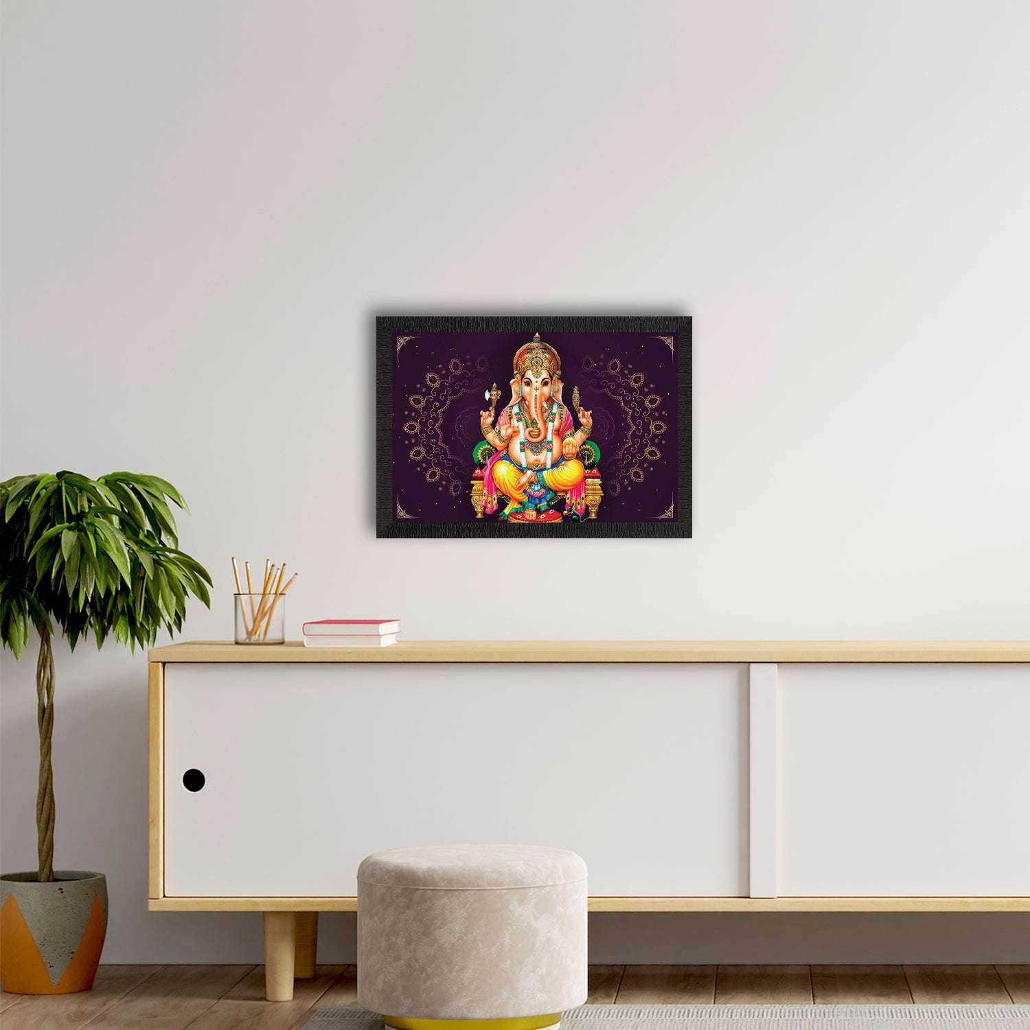 Lord Ganesha Satin Matt Texture UV Art Painting Kafalo