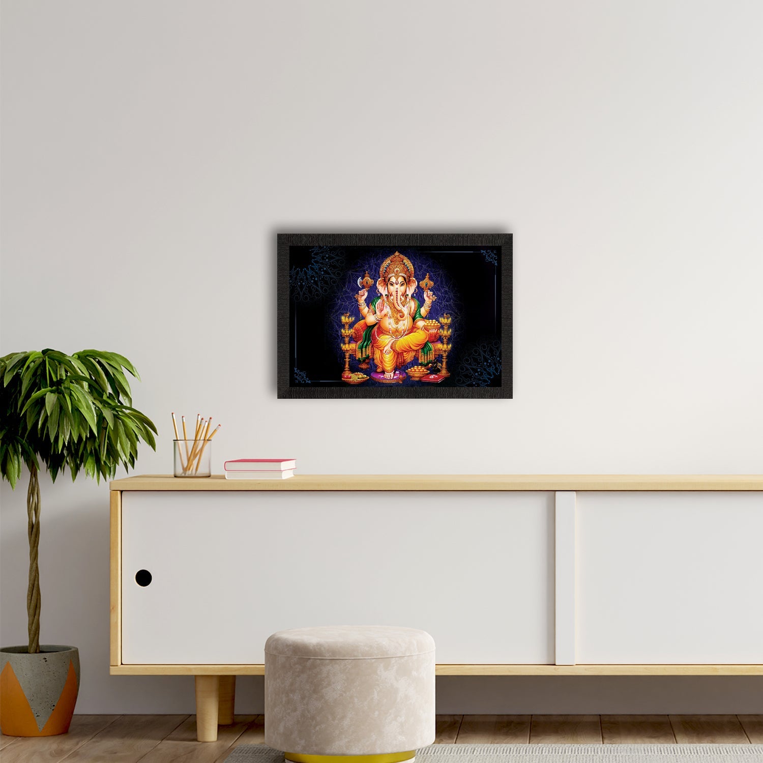 Lord Ganesha Satin Matt Texture UV Art Painting Kafalo