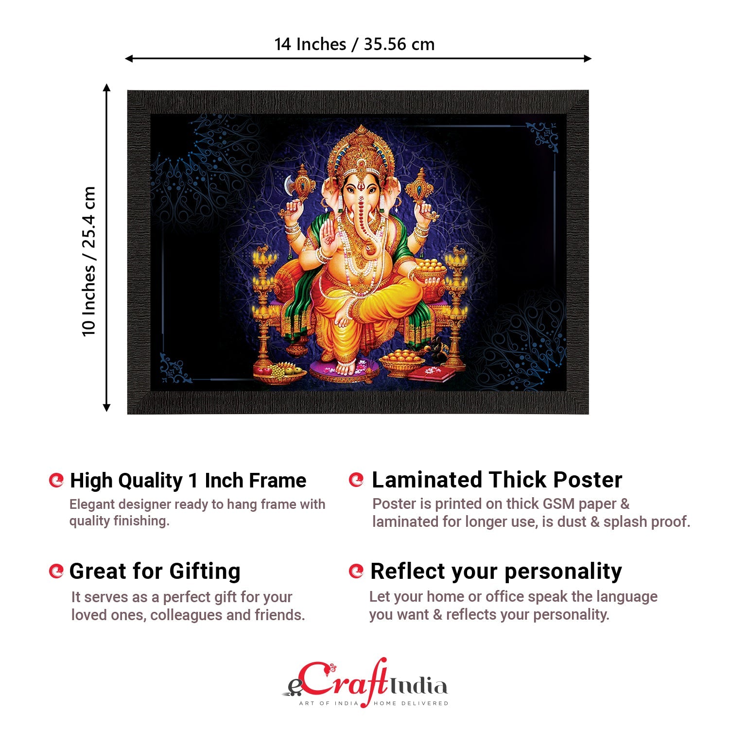 Lord Ganesha Satin Matt Texture UV Art Painting Kafalo