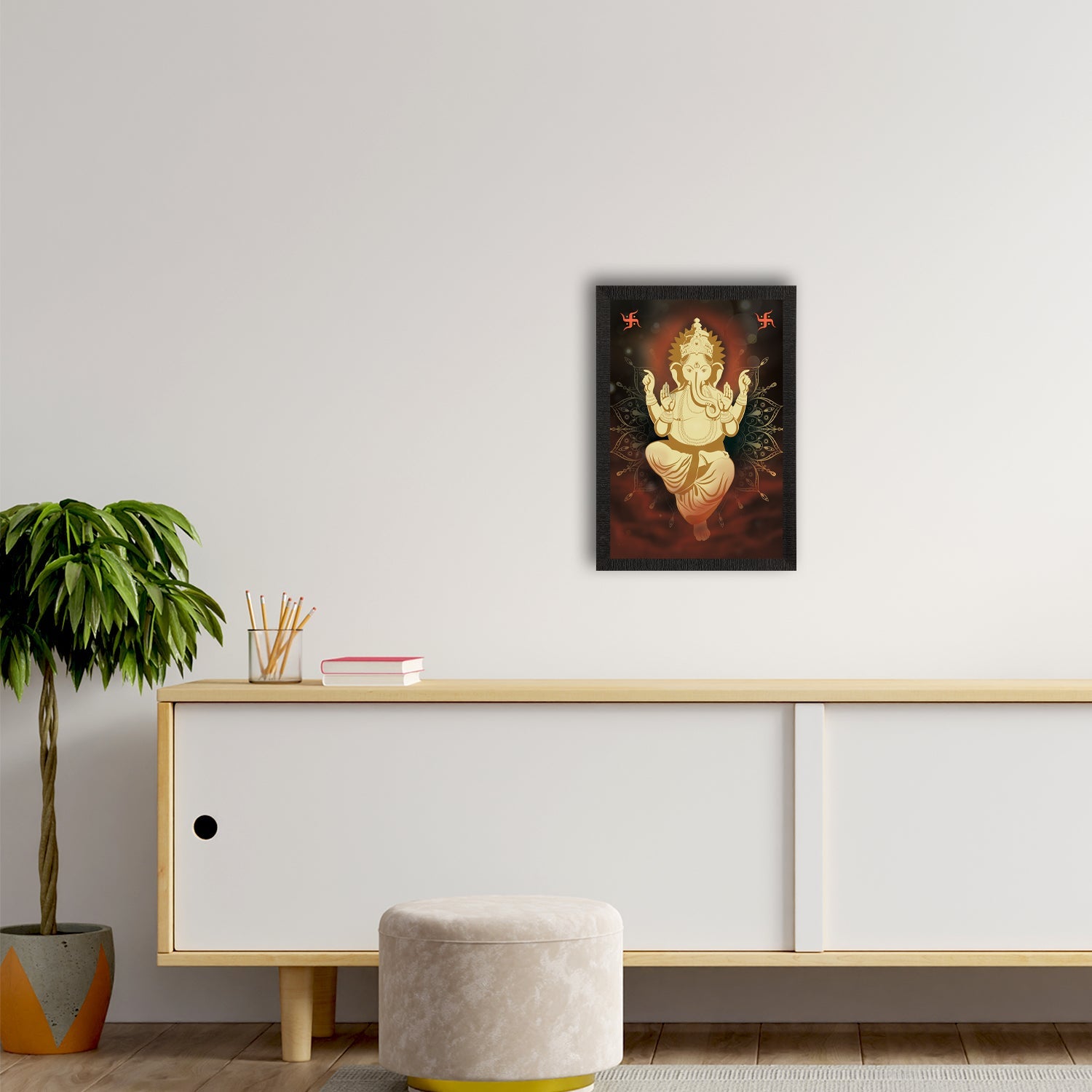 Lord Ganesha Satin Matt Texture UV Art Painting Kafalo