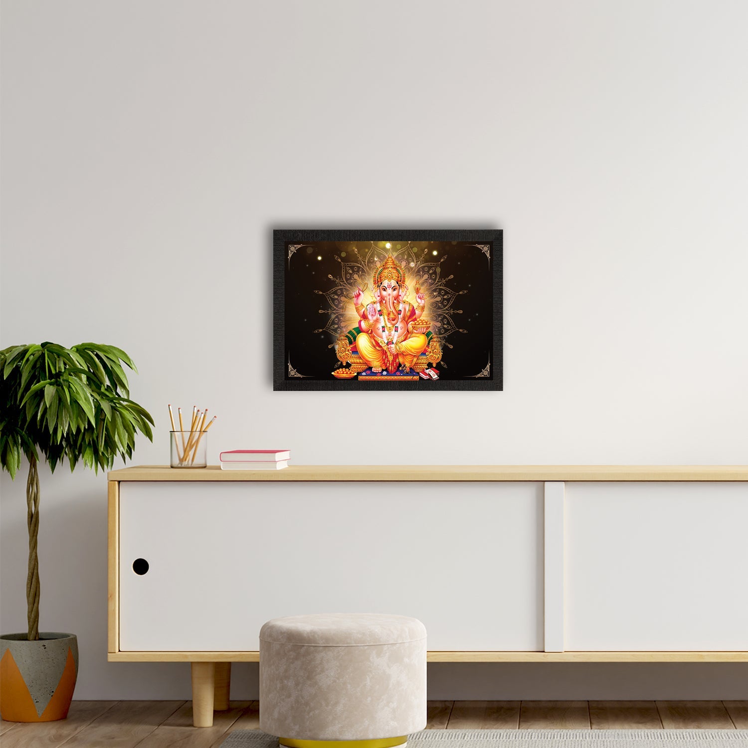 Lord Ganesha Satin Matt Texture UV Art Painting Kafalo