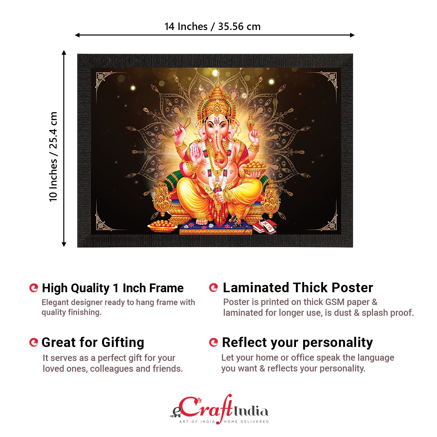 Lord Ganesha Satin Matt Texture UV Art Painting Kafalo