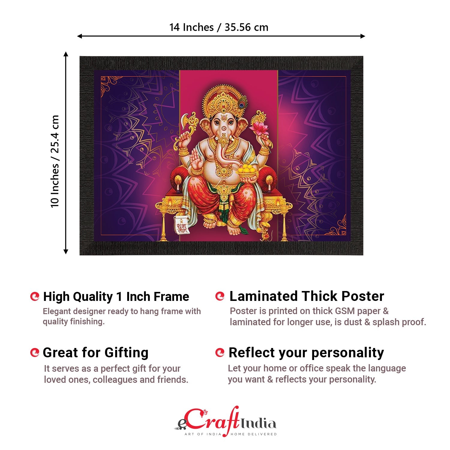 Lord Ganesha Satin Matt Texture UV Art Painting Kafalo