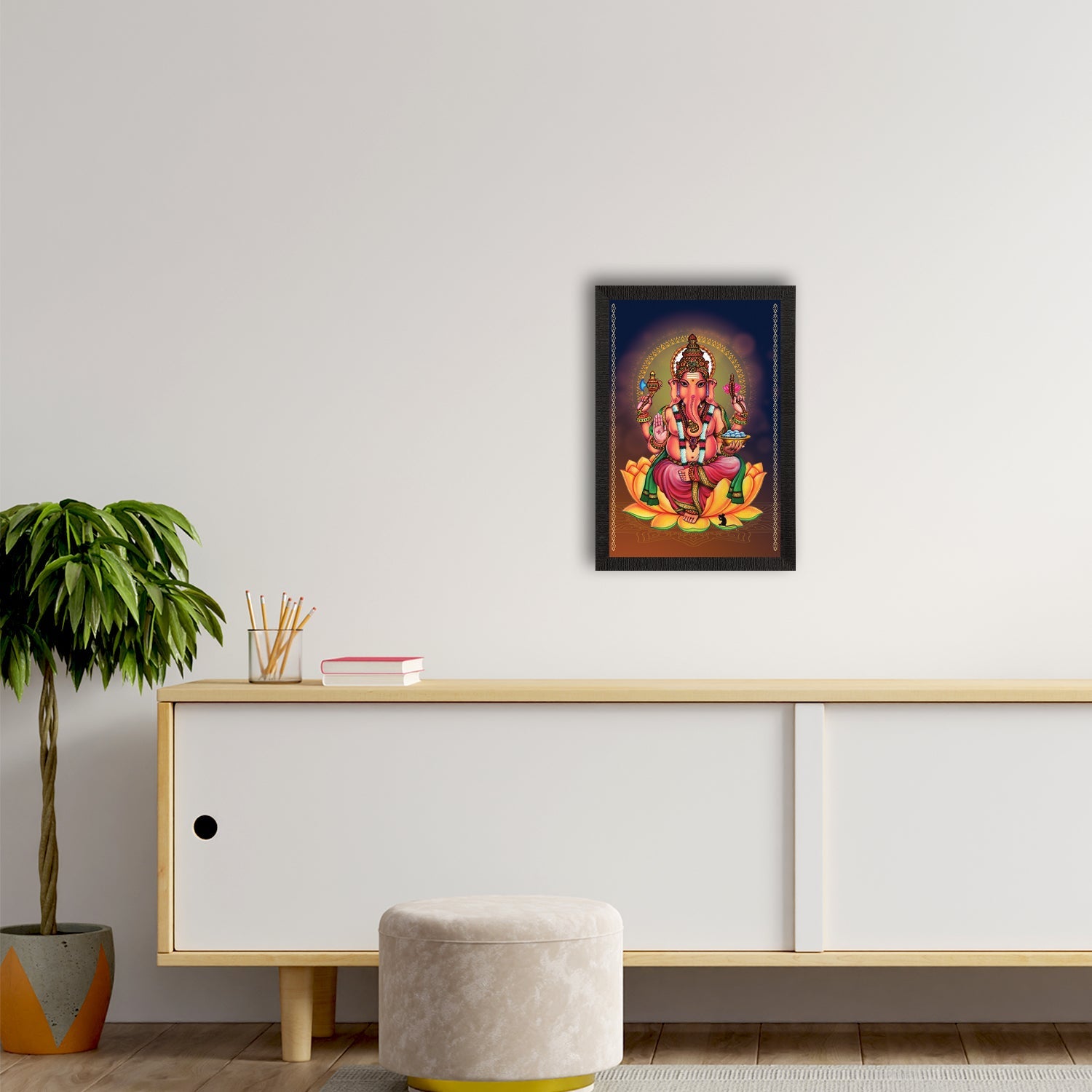 Lord Ganesha Satin Matt Texture UV Art Painting Kafalo