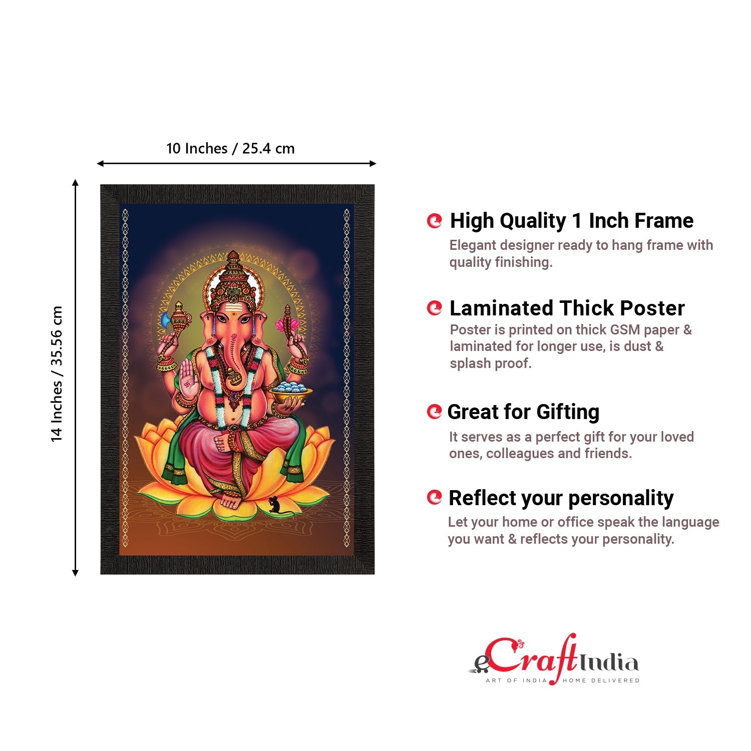Lord Ganesha Satin Matt Texture UV Art Painting Kafalo