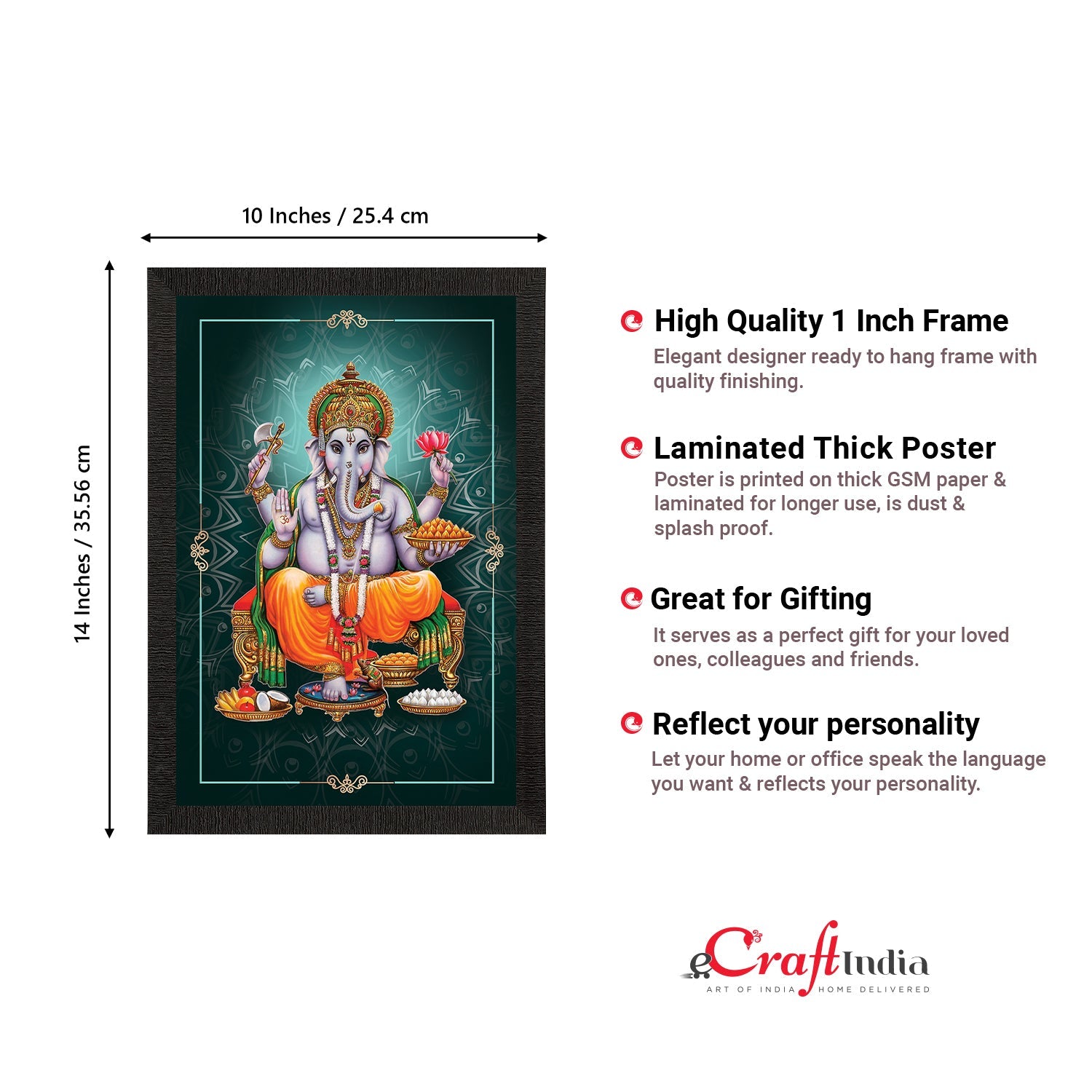 Lord Ganesha Satin Matt Texture UV Art Painting Kafalo