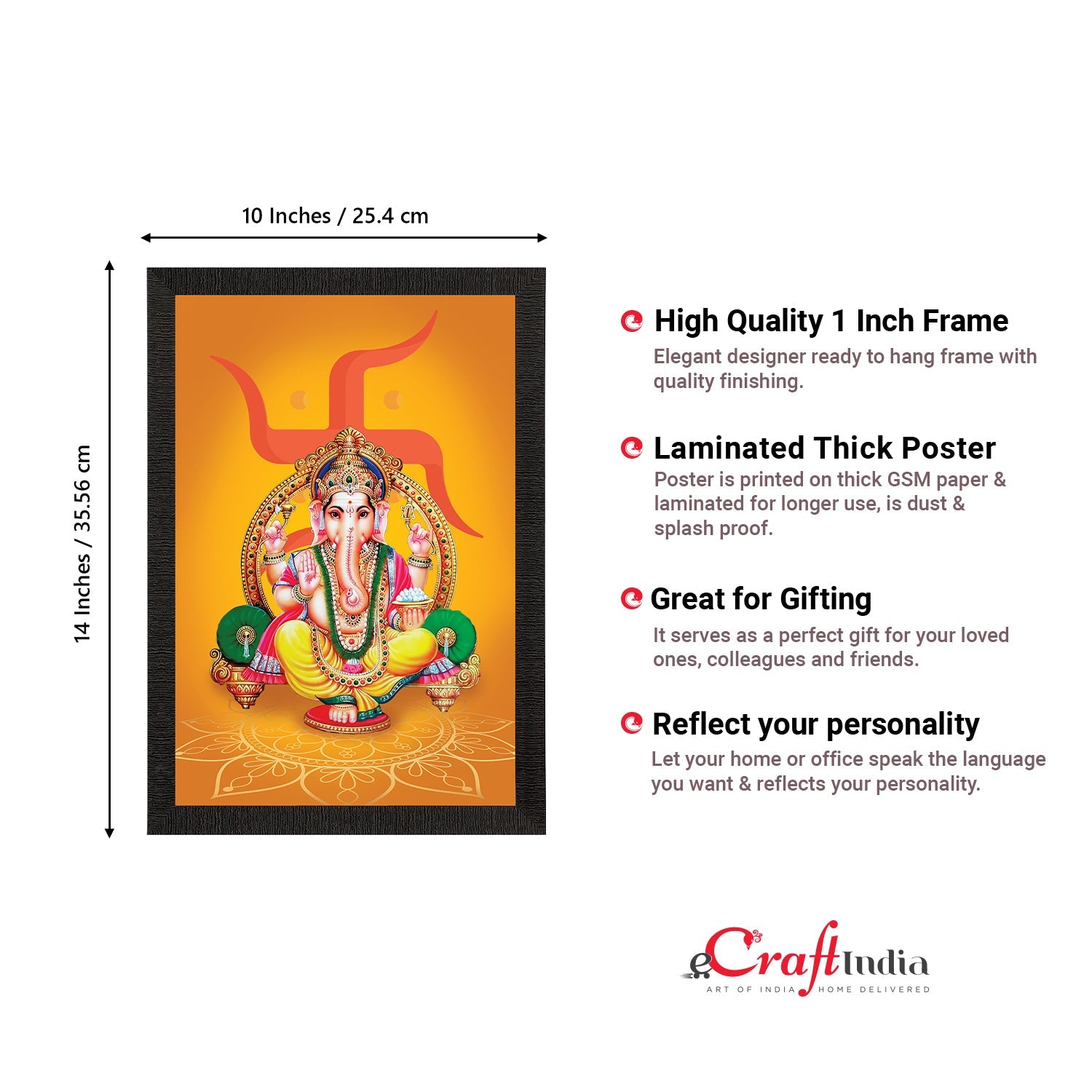 Lord Ganesha Satin Matt Texture UV Art Painting Kafalo