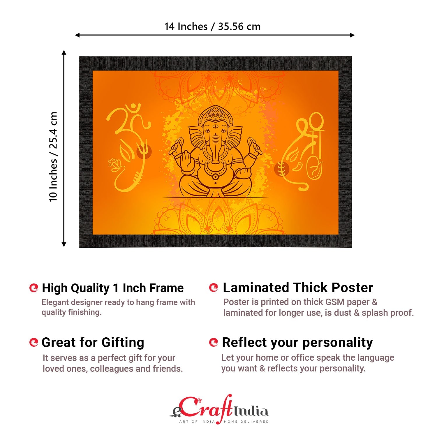 Lord Ganesha Satin Matt Texture UV Art Painting Kafalo
