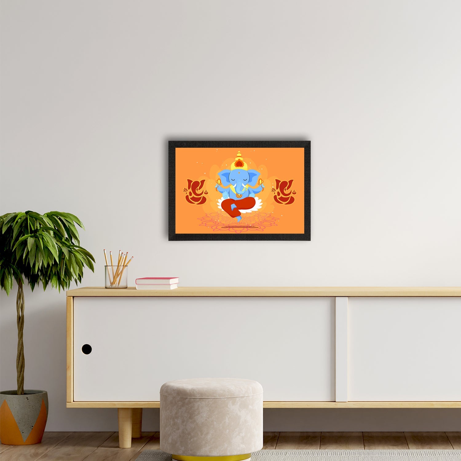Lord Ganesha Satin Matt Texture UV Art Painting Kafalo