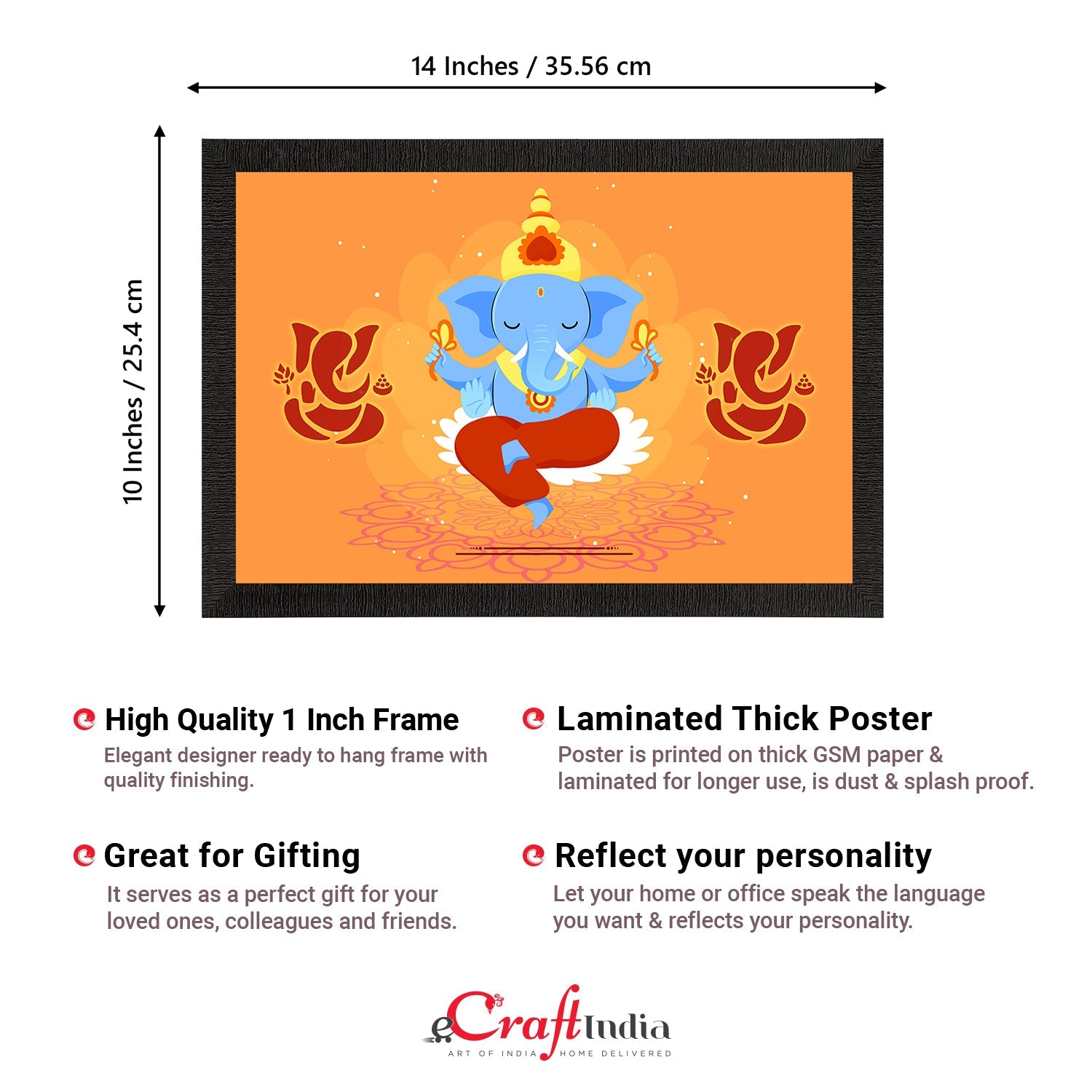 Lord Ganesha Satin Matt Texture UV Art Painting Kafalo