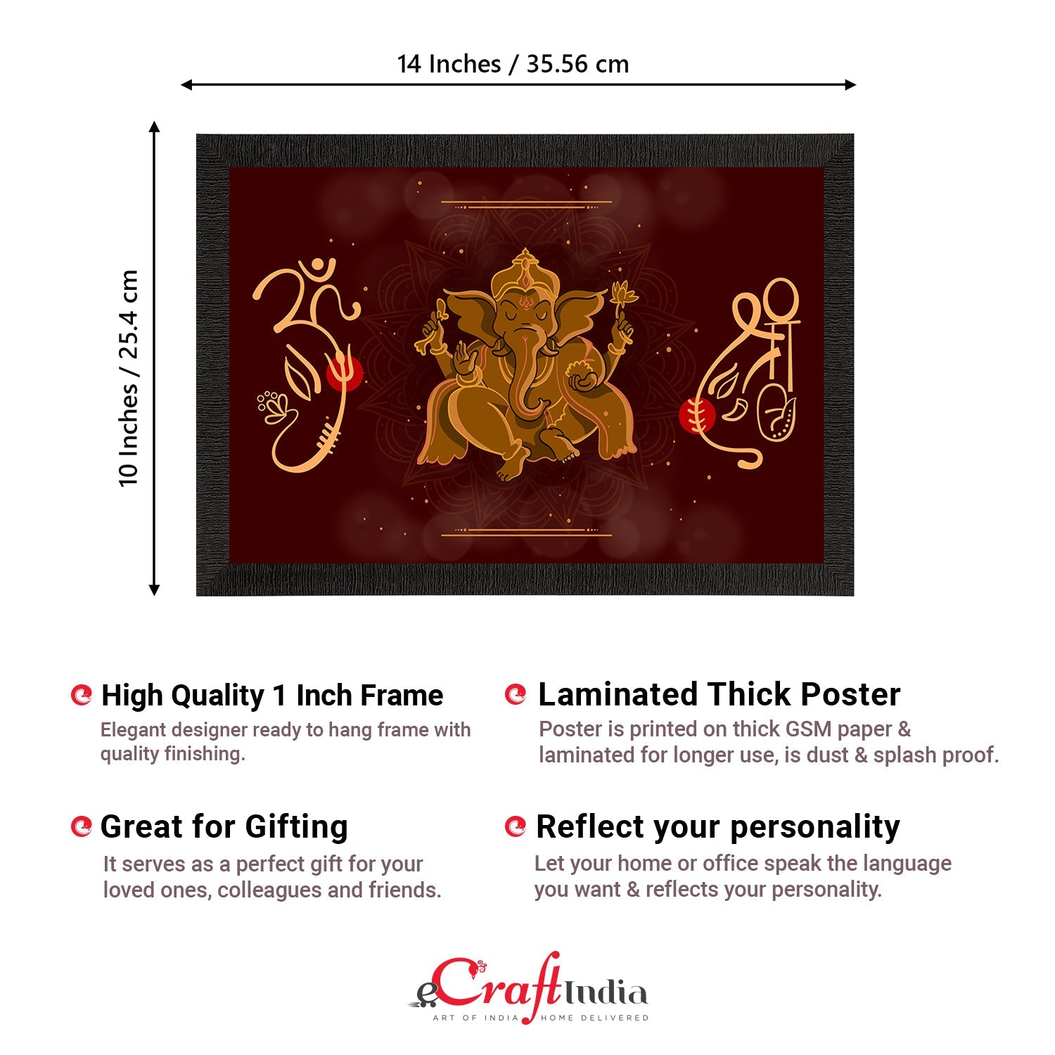 Lord Ganesha Satin Matt Texture UV Art Painting Kafalo