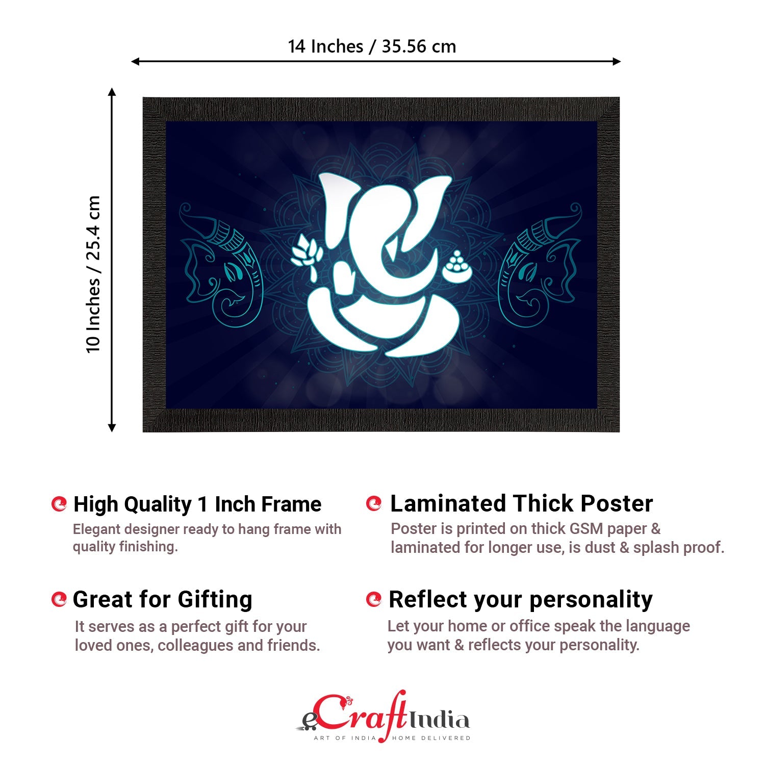 Lord Ganesha Satin Matt Texture UV Art Painting Kafalo