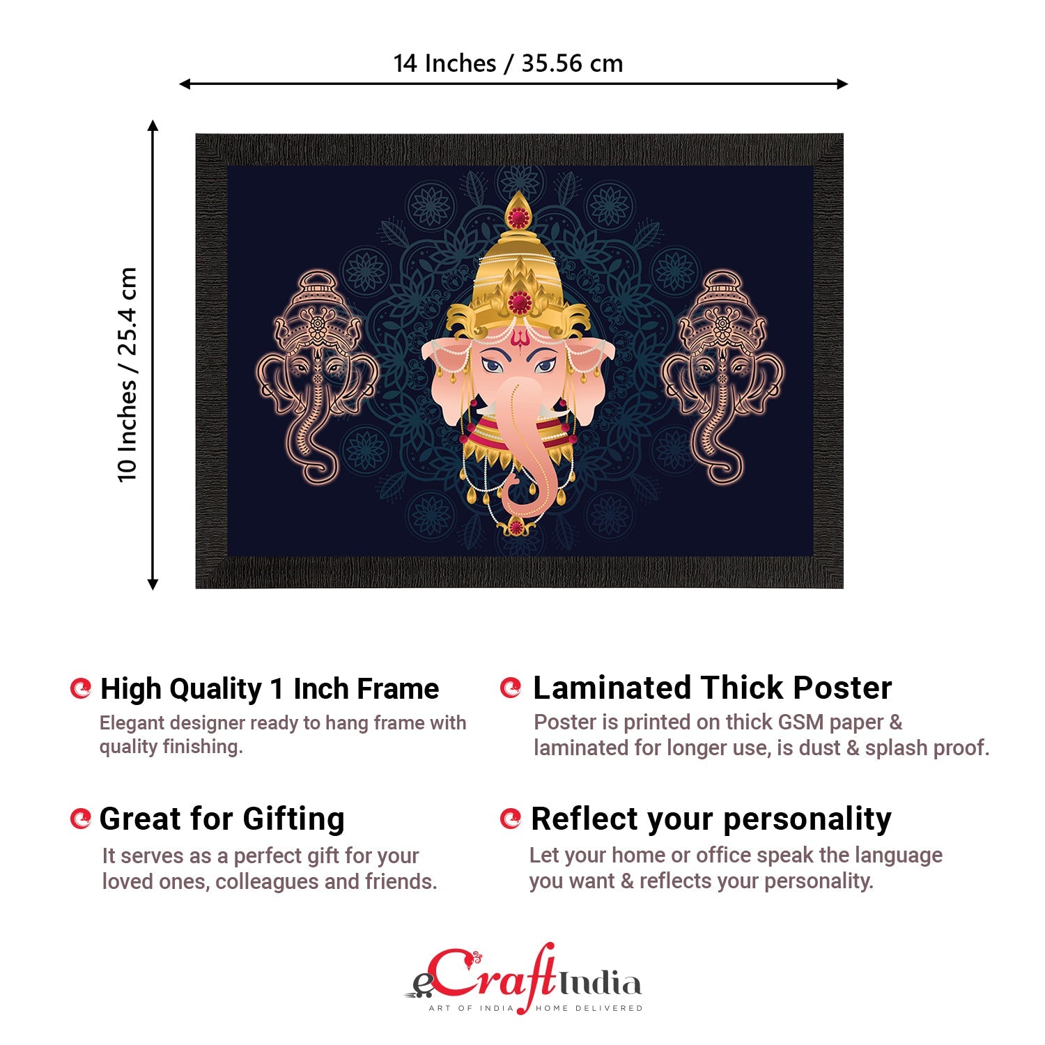 Lord Ganesha Satin Matt Texture UV Art Painting Kafalo