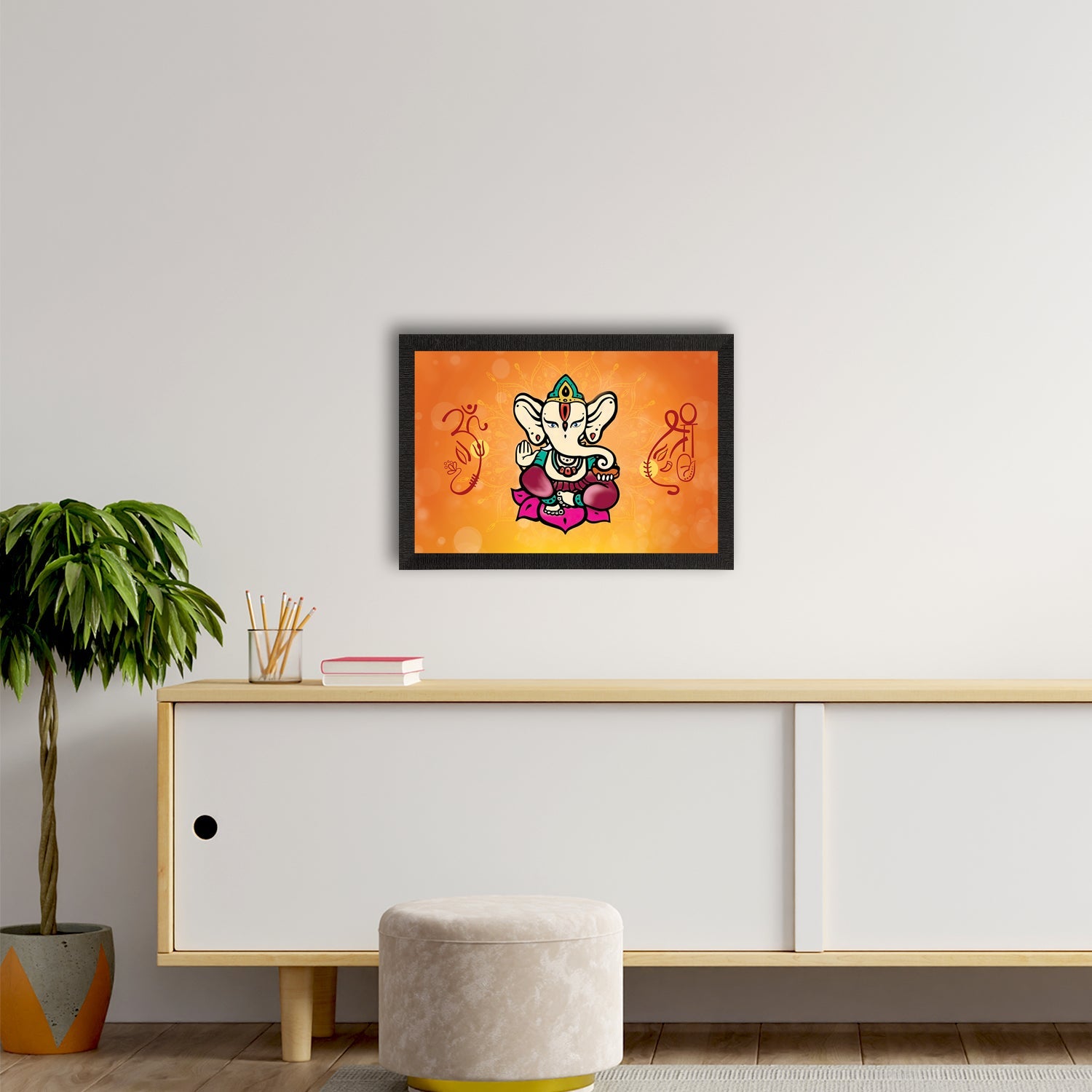 Lord Ganesha Satin Matt Texture UV Art Painting Kafalo