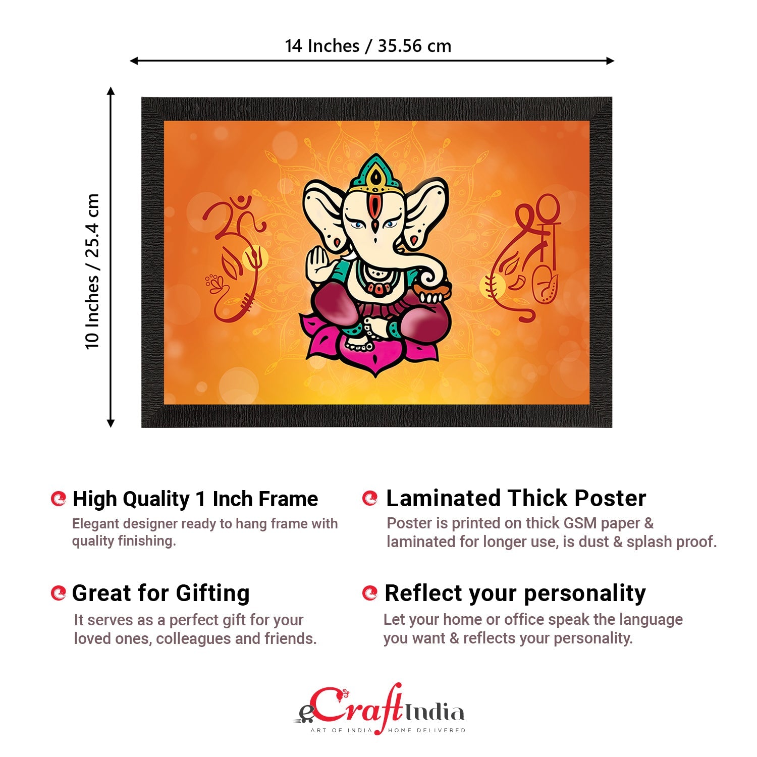 Lord Ganesha Satin Matt Texture UV Art Painting Kafalo