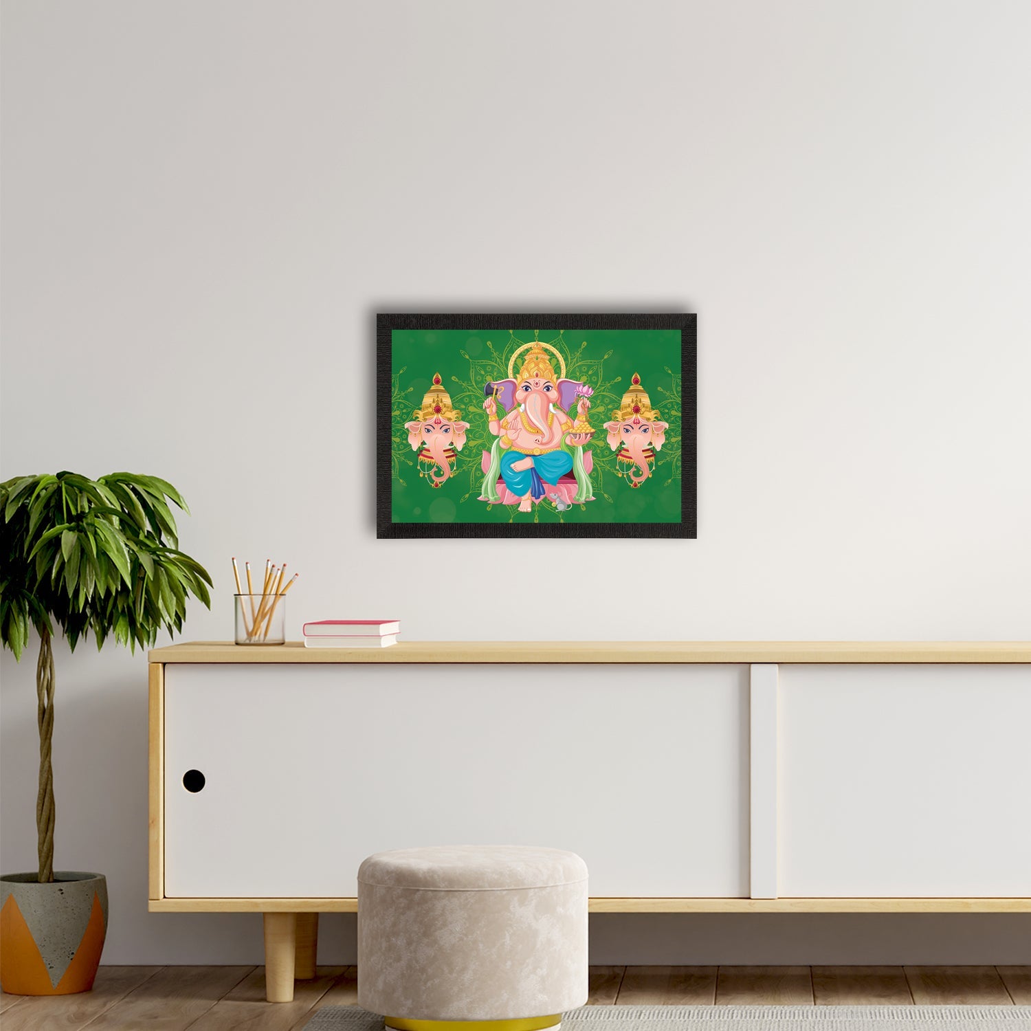 Lord Ganesha Satin Matt Texture UV Art Painting Kafalo
