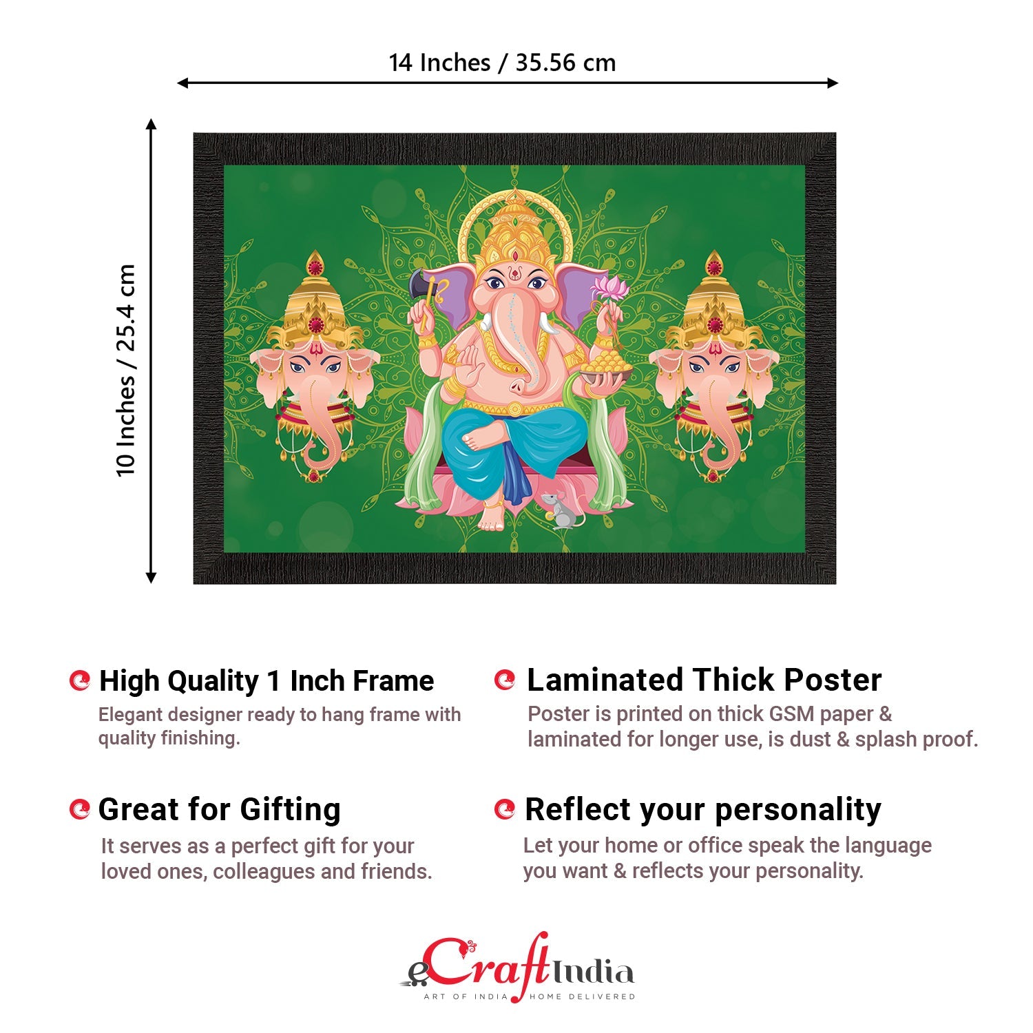 Lord Ganesha Satin Matt Texture UV Art Painting Kafalo