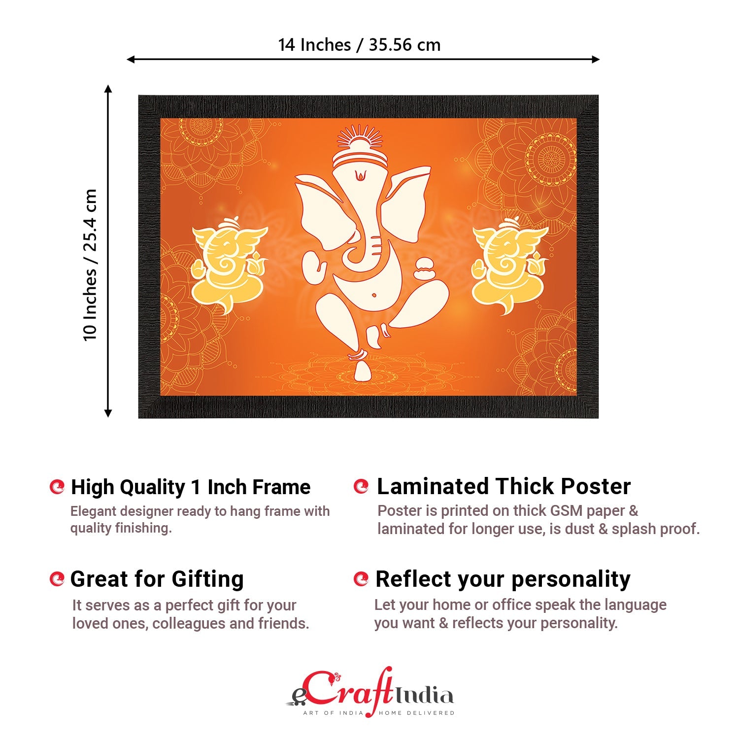 Lord Ganesha Satin Matt Texture UV Art Painting Kafalo