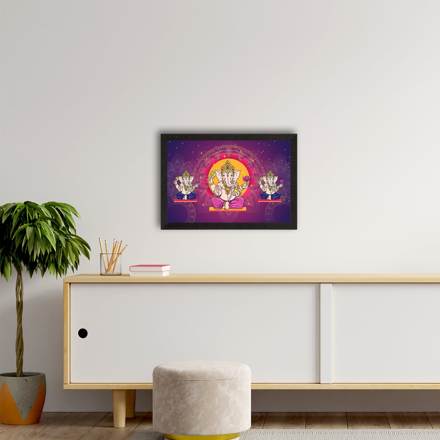 Lord Ganesha Satin Matt Texture UV Art Painting Kafalo