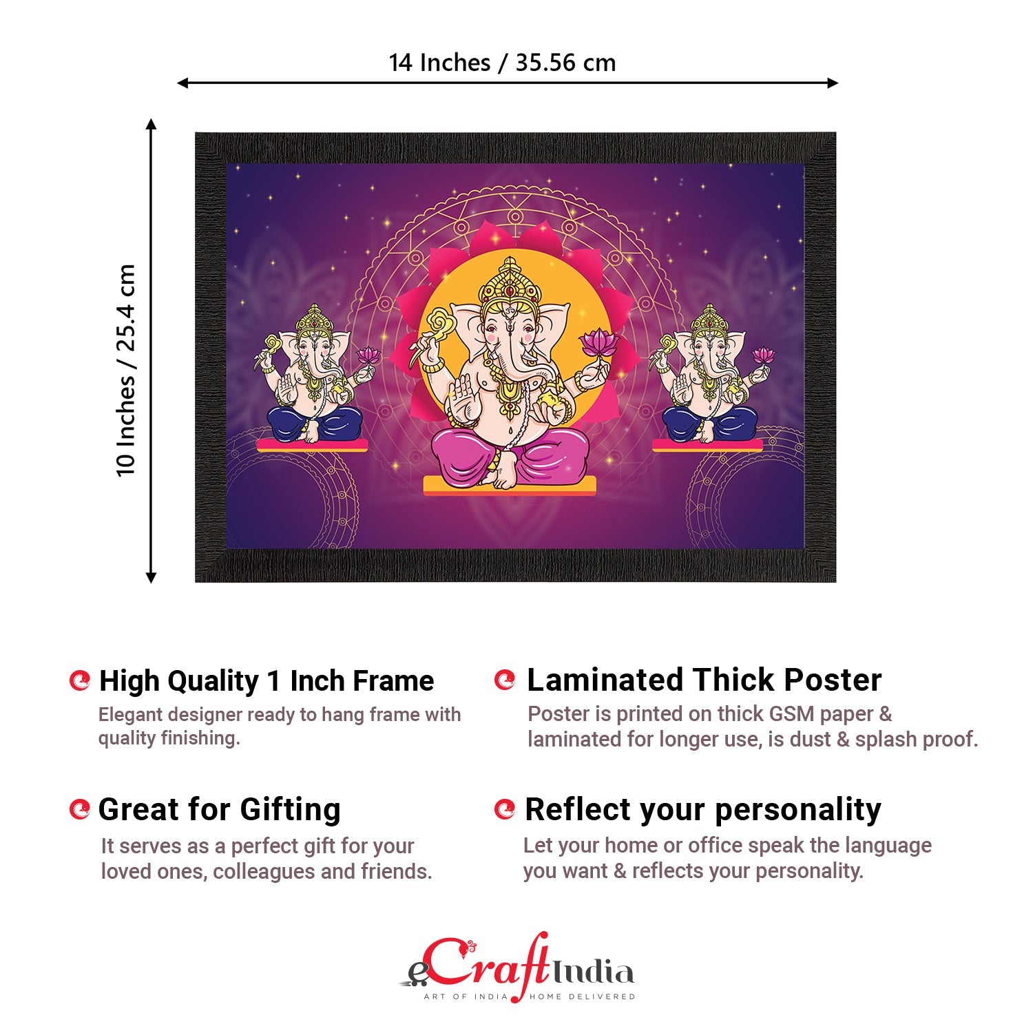 Lord Ganesha Satin Matt Texture UV Art Painting Kafalo
