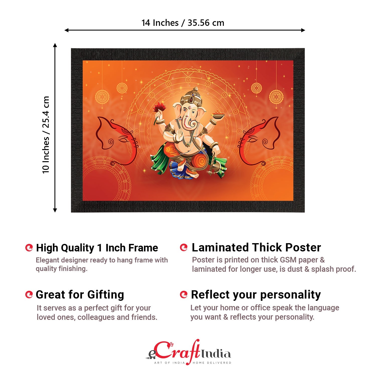 Lord Ganesha Satin Matt Texture UV Art Painting Kafalo