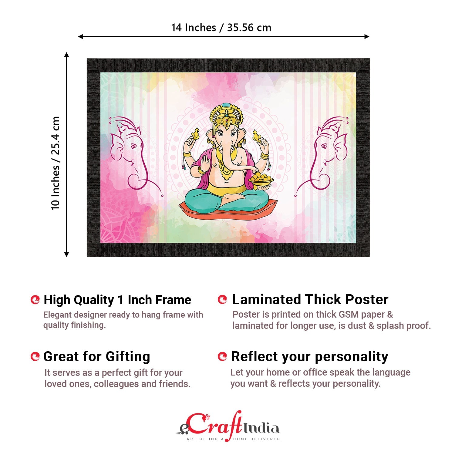Lord Ganesha Satin Matt Texture UV Art Painting Kafalo