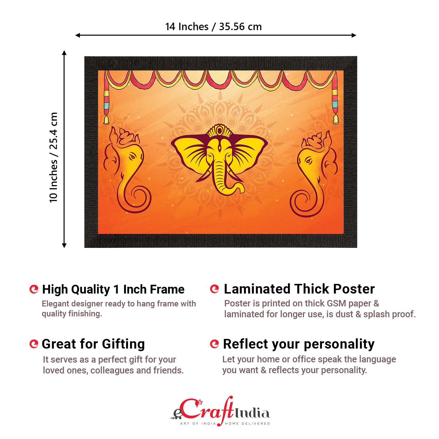 Lord Ganesha Satin Matt Texture UV Art Painting Kafalo