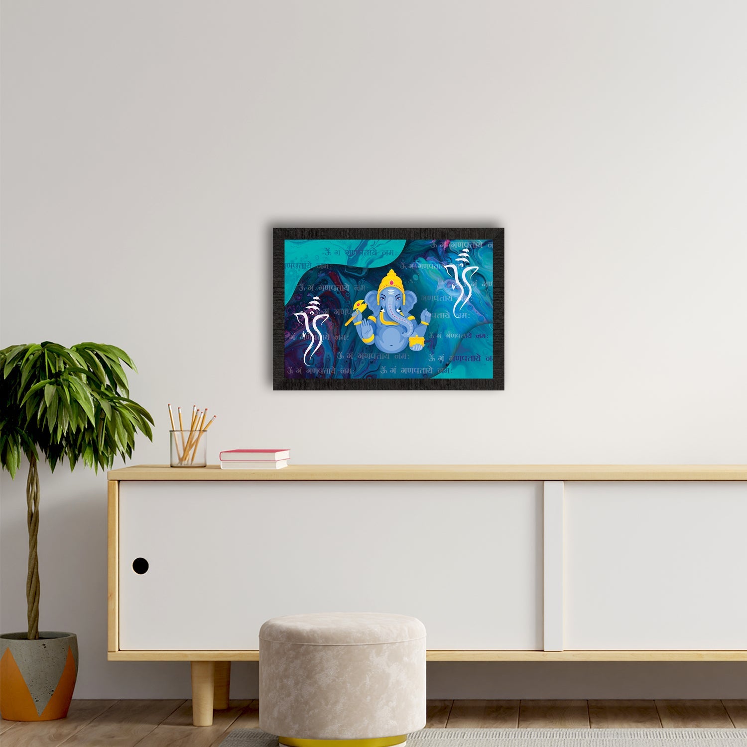 Lord Ganesha Satin Matt Texture UV Art Painting Kafalo
