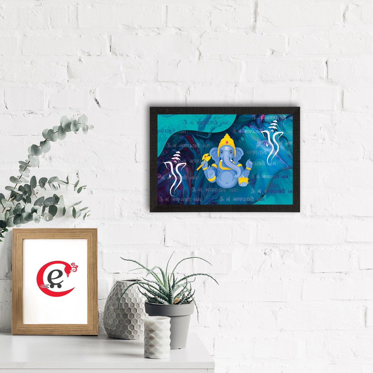 Lord Ganesha Satin Matt Texture UV Art Painting Kafalo