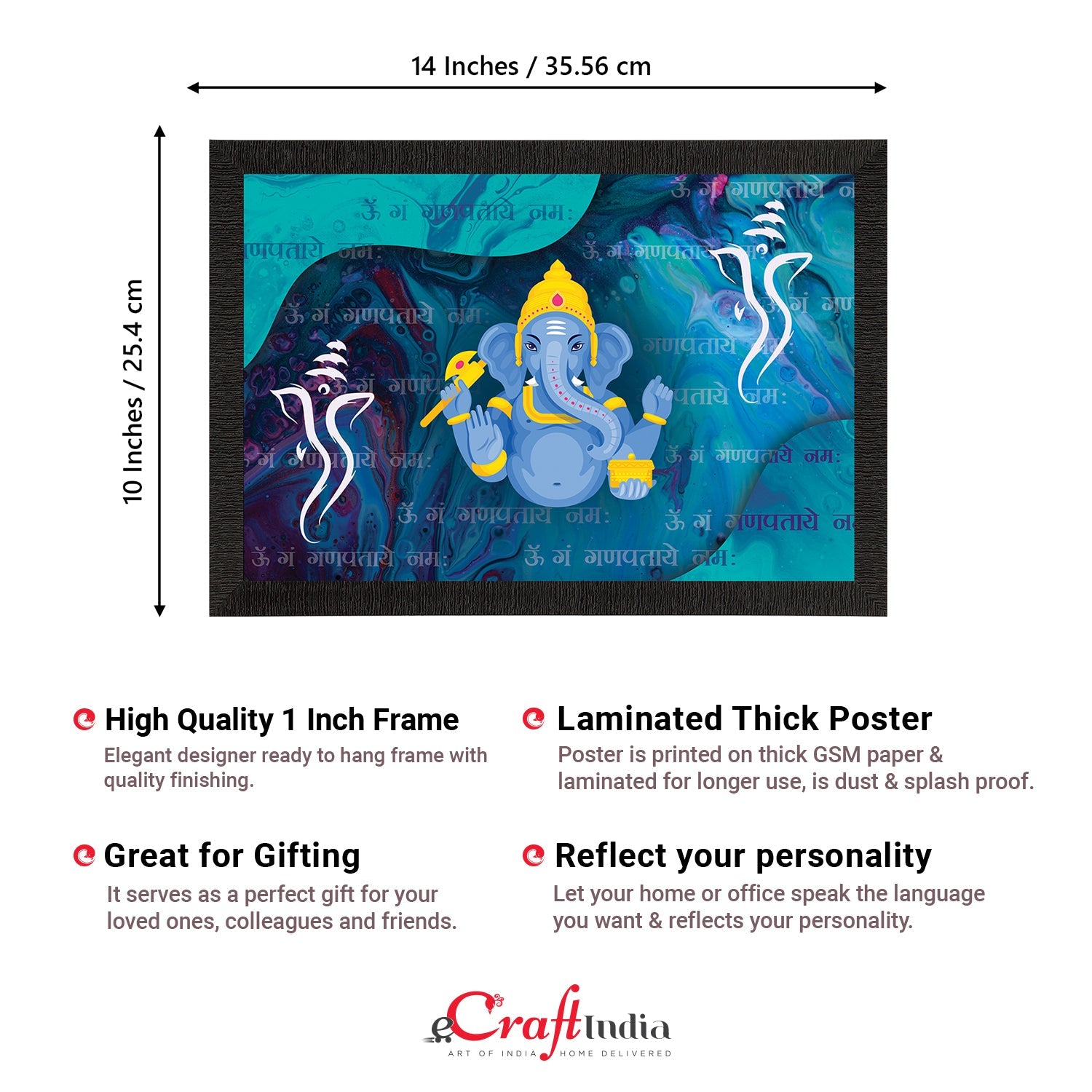 Lord Ganesha Satin Matt Texture UV Art Painting Kafalo