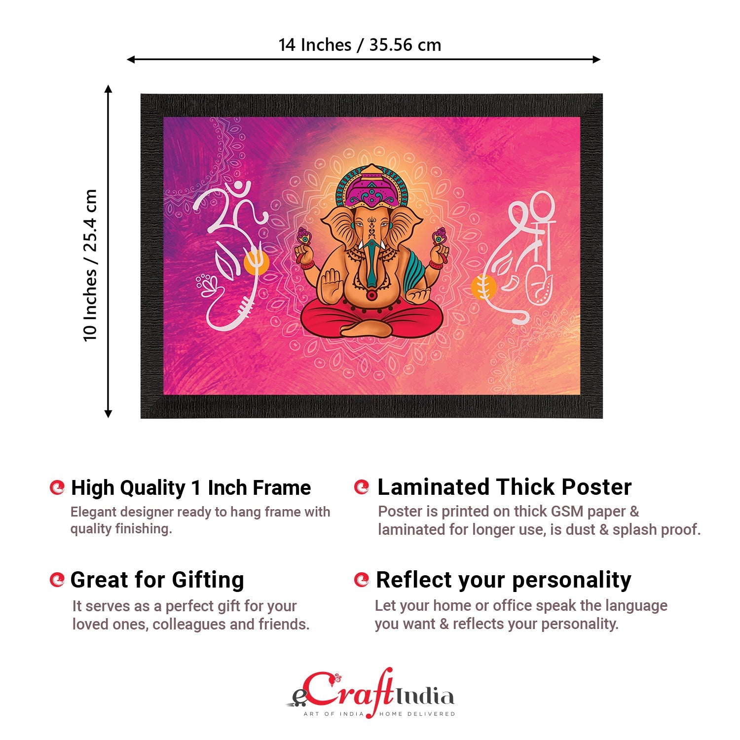 Lord Ganesha Satin Matt Texture UV Art Painting Kafalo