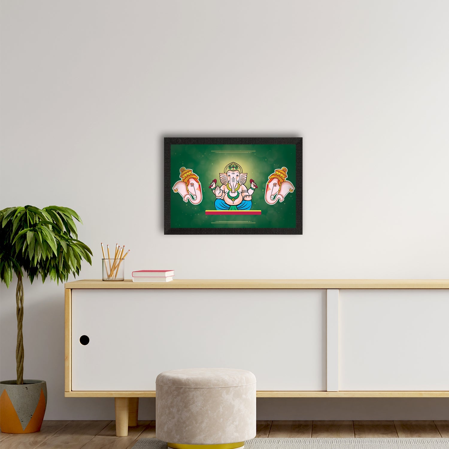 Lord Ganesha Satin Matt Texture UV Art Painting Kafalo
