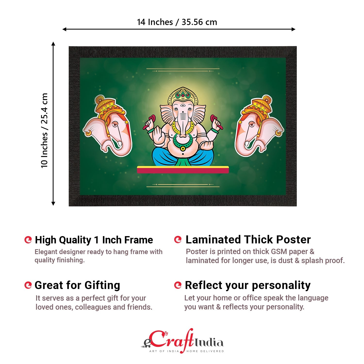 Lord Ganesha Satin Matt Texture UV Art Painting Kafalo