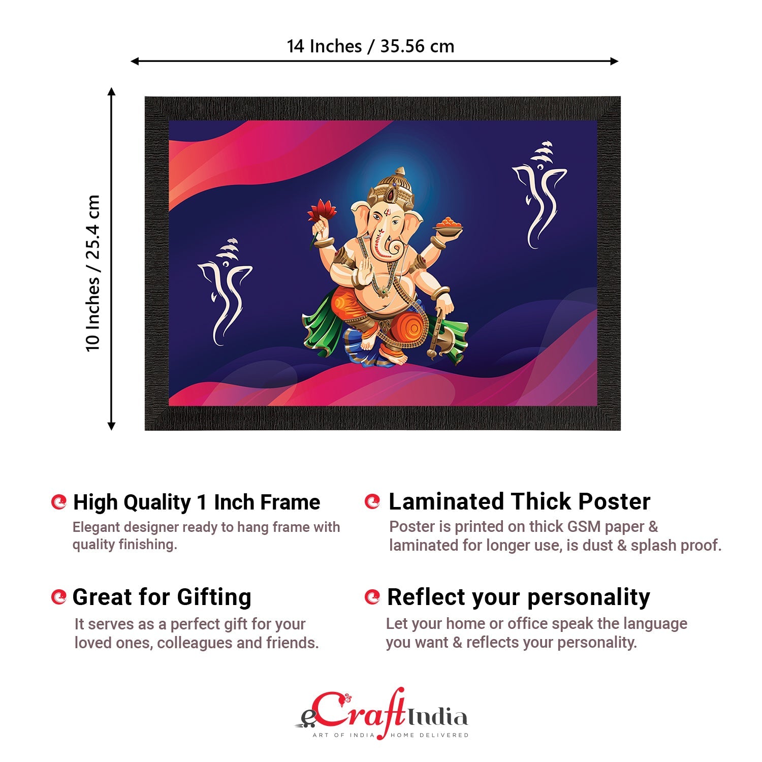 Lord Ganesha Satin Matt Texture UV Art Painting Kafalo