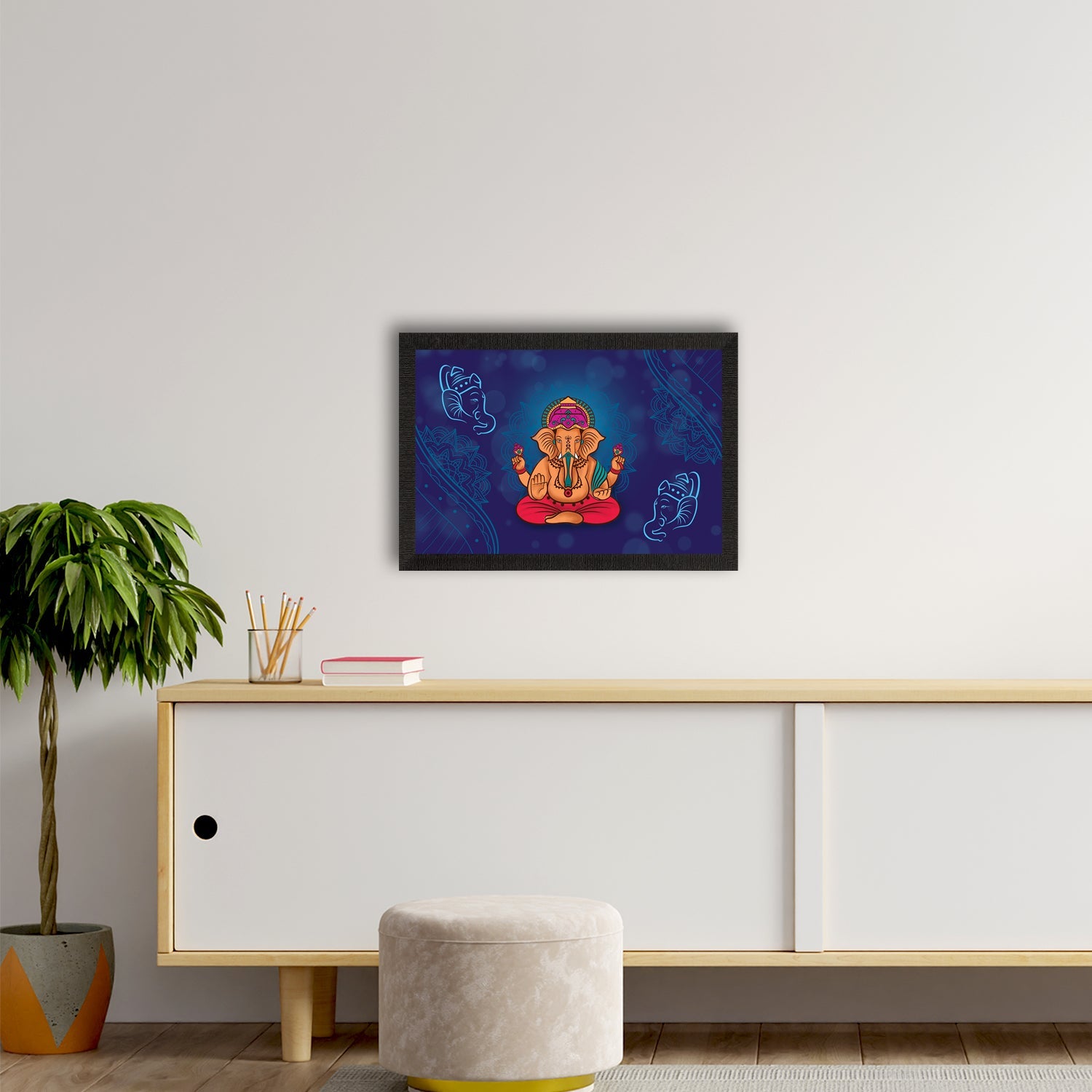 Lord Ganesha Satin Matt Texture UV Art Painting Kafalo