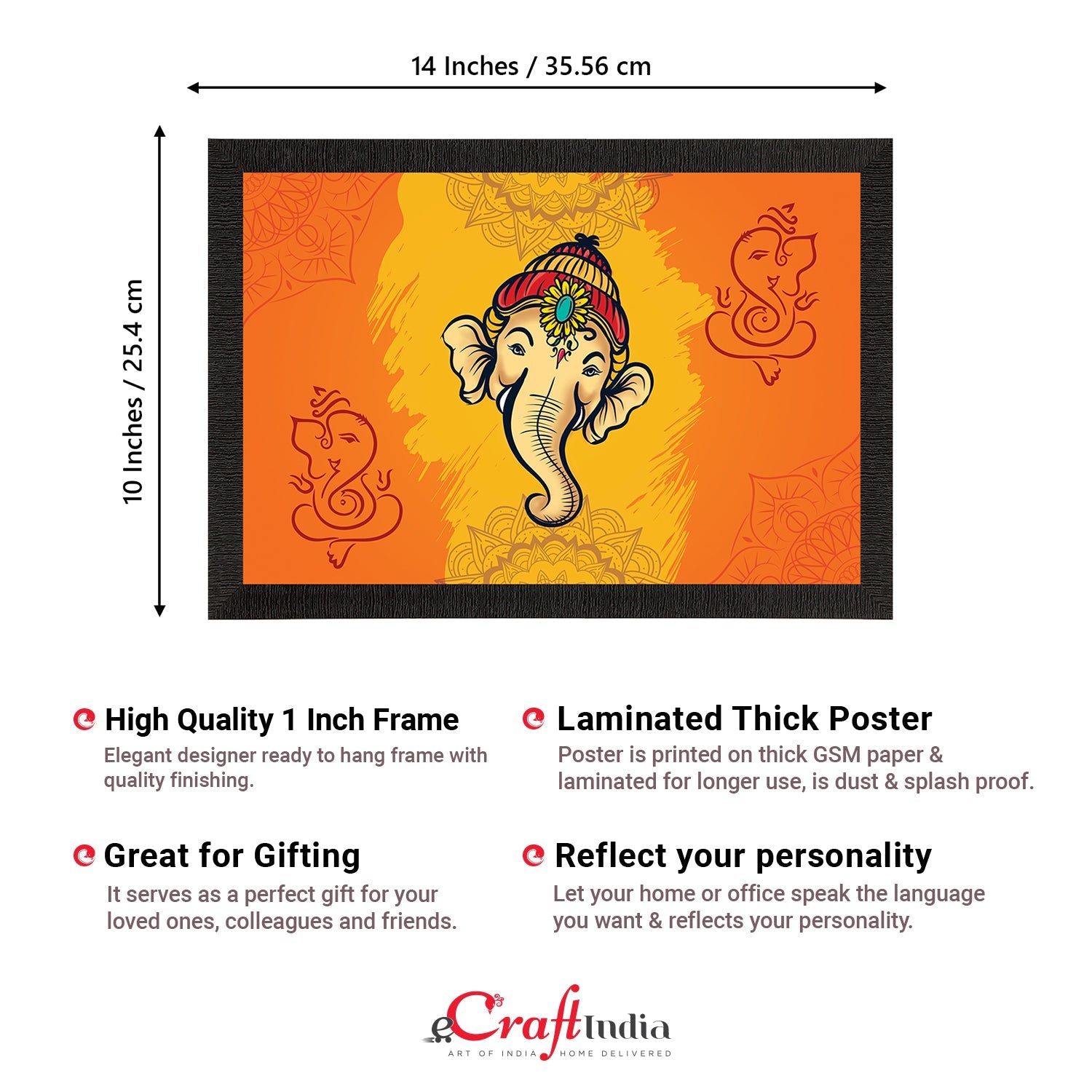 Lord Ganesha Satin Matt Texture UV Art Painting Kafalo