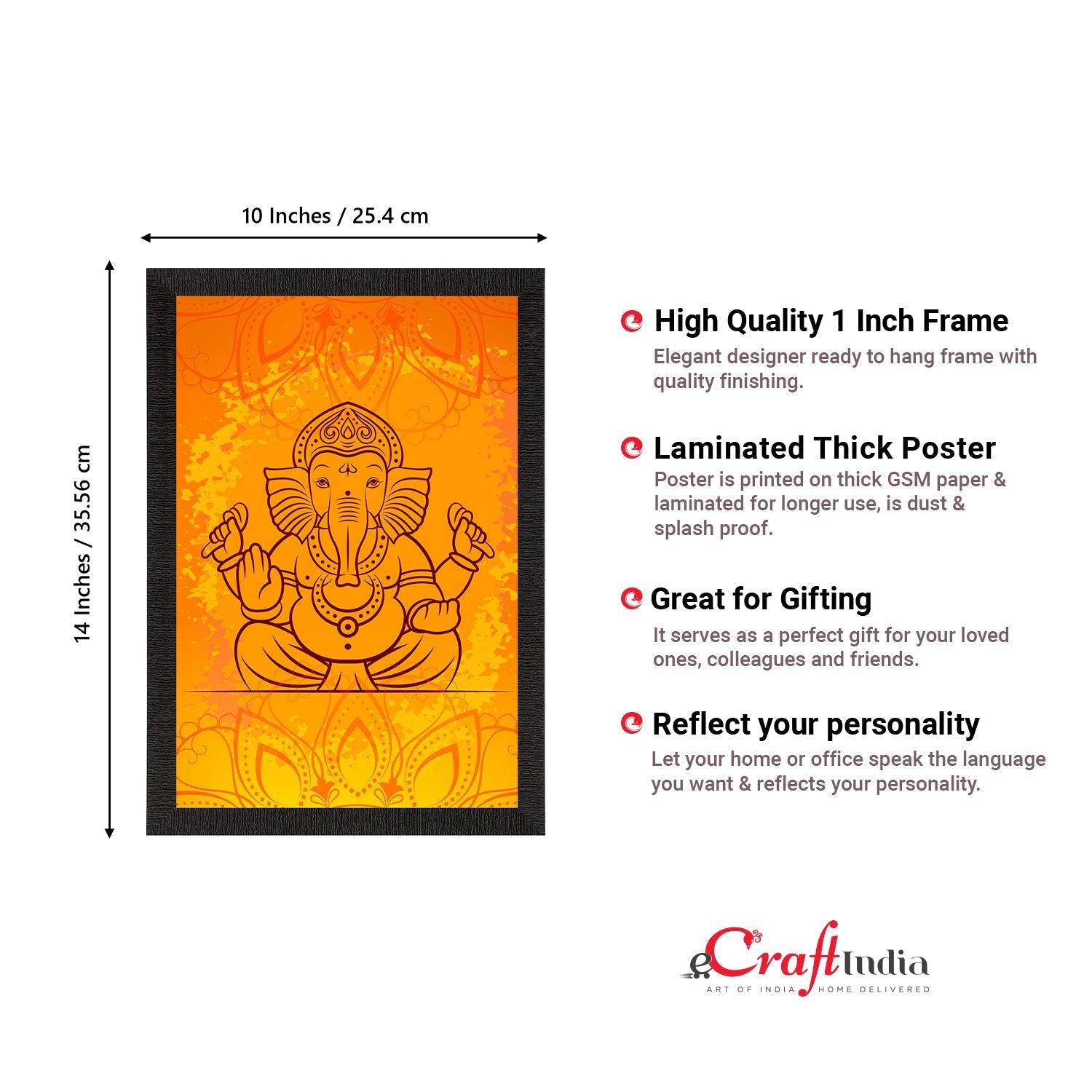 Lord Ganesha Satin Matt Texture UV Art Painting Kafalo