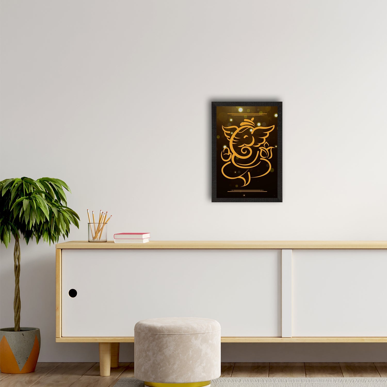 Lord Ganesha Satin Matt Texture UV Art Painting Kafalo