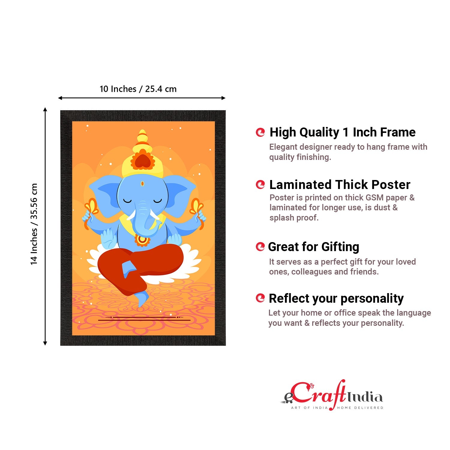 Lord Ganesha Satin Matt Texture UV Art Painting Kafalo