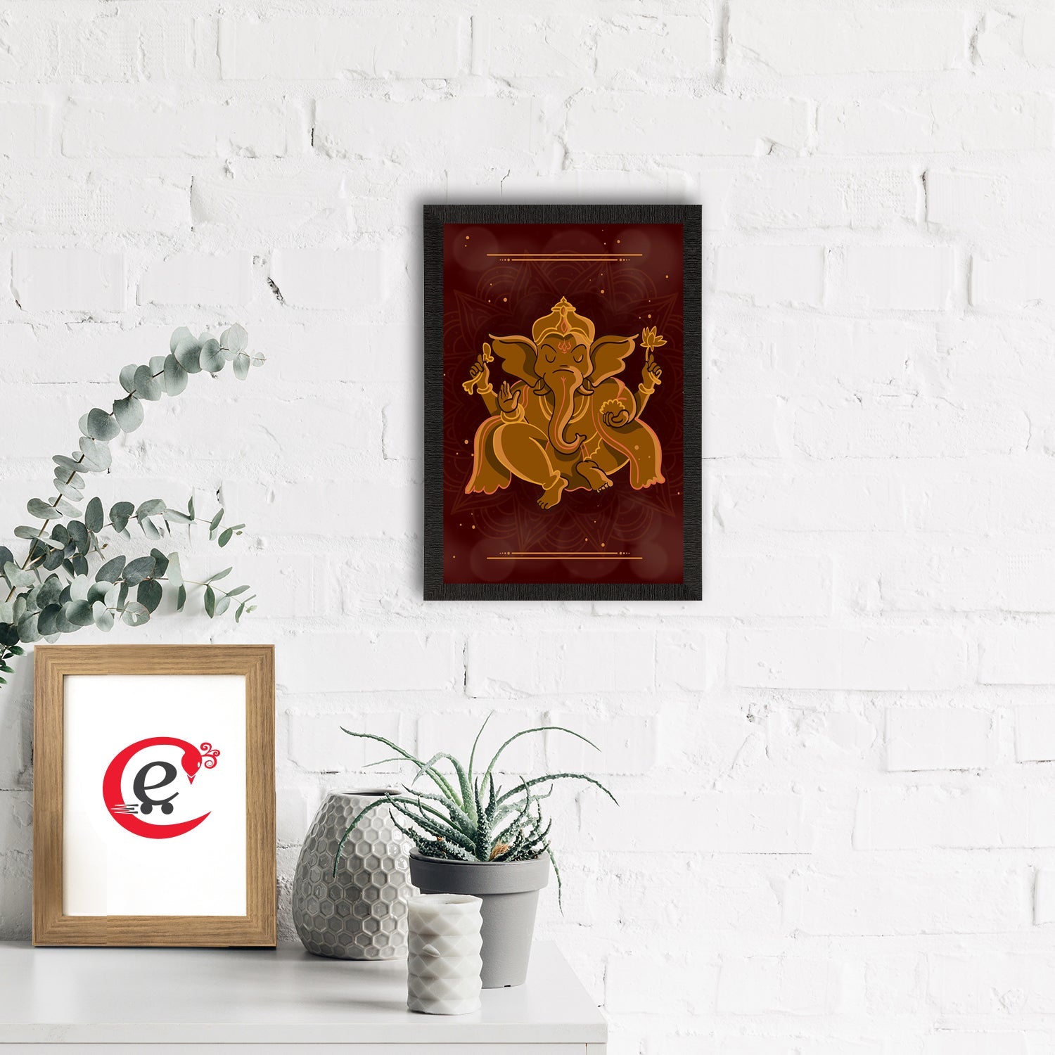 Lord Ganesha Satin Matt Texture UV Art Painting Kafalo