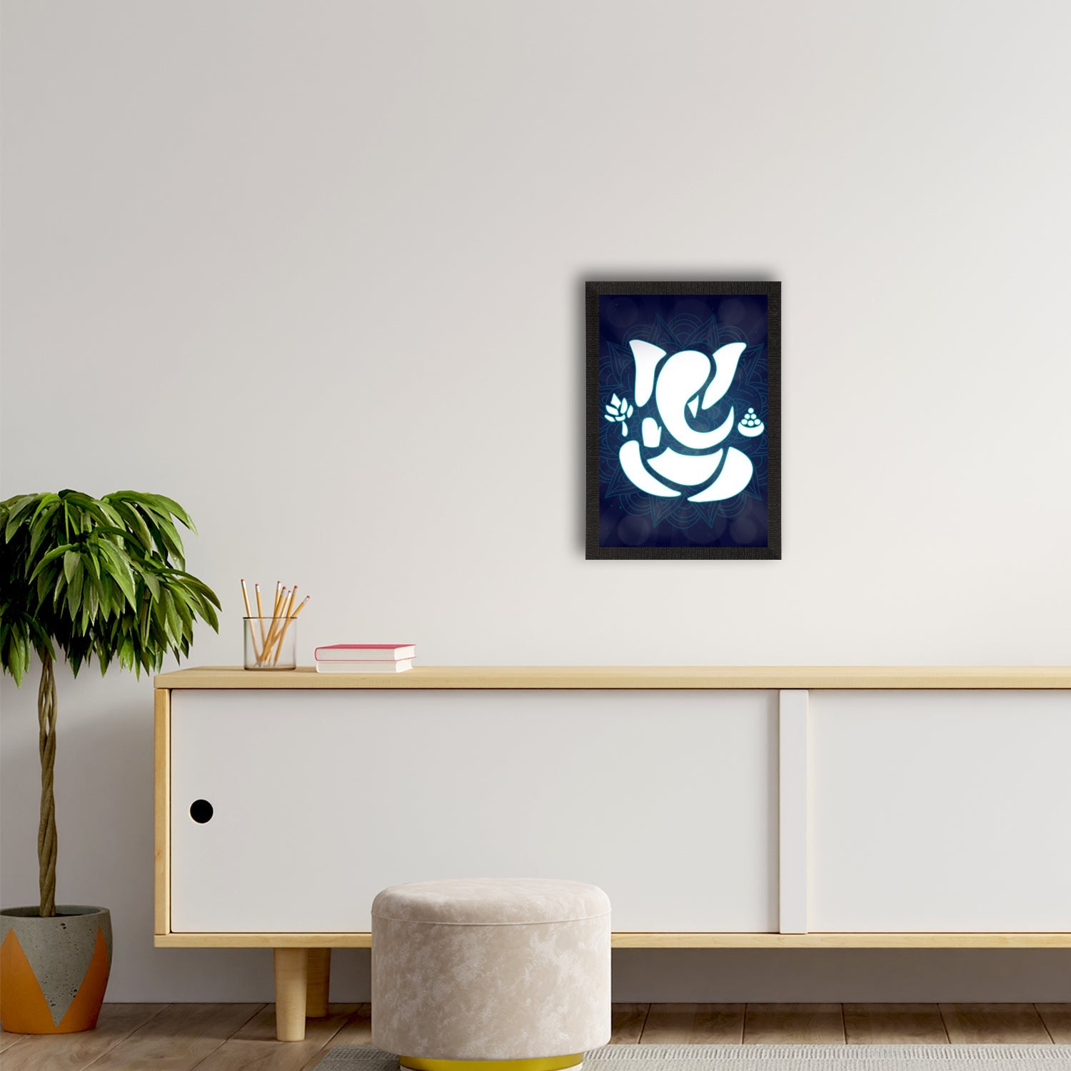 Lord Ganesha Satin Matt Texture UV Art Painting Kafalo