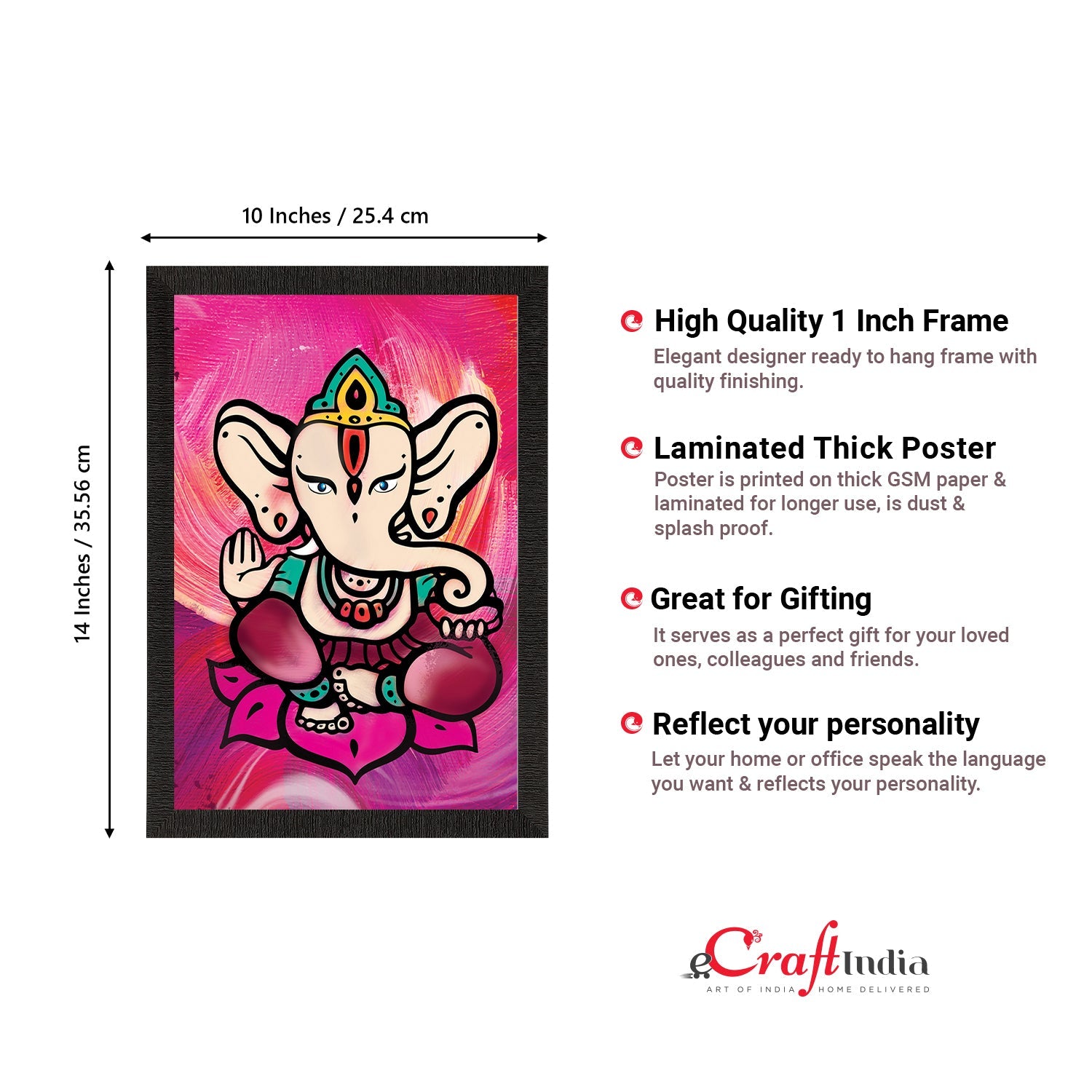Lord Ganesha Satin Matt Texture UV Art Painting Kafalo