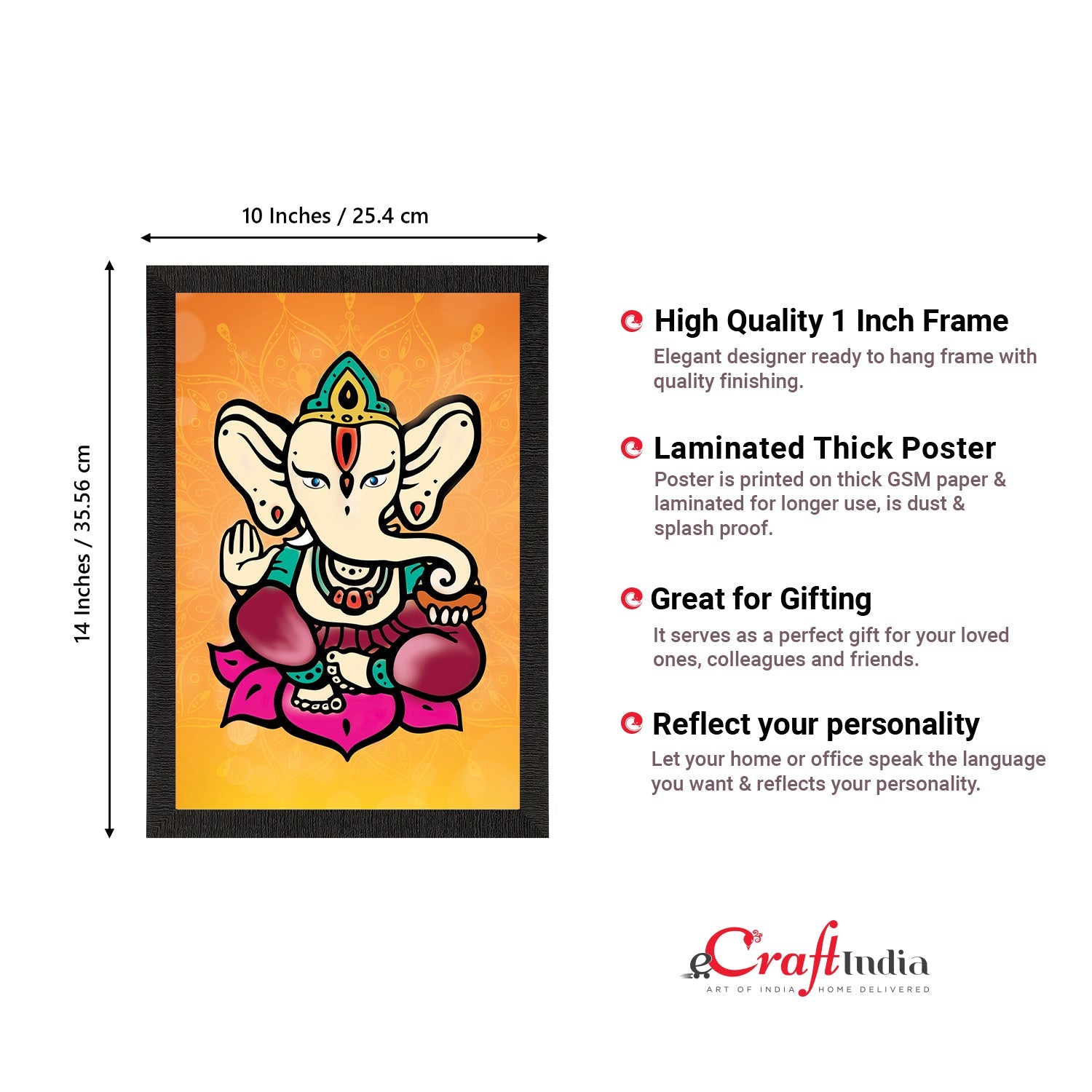 Lord Ganesha Satin Matt Texture UV Art Painting Kafalo