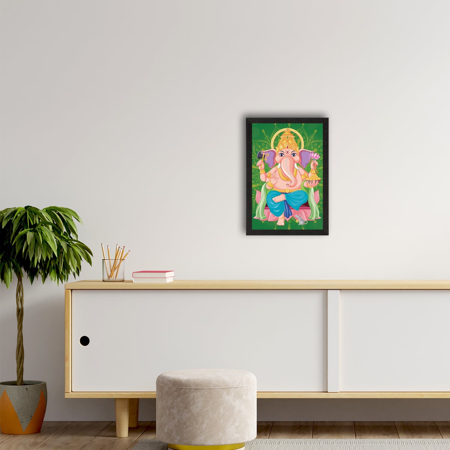 Lord Ganesha Satin Matt Texture UV Art Painting Kafalo